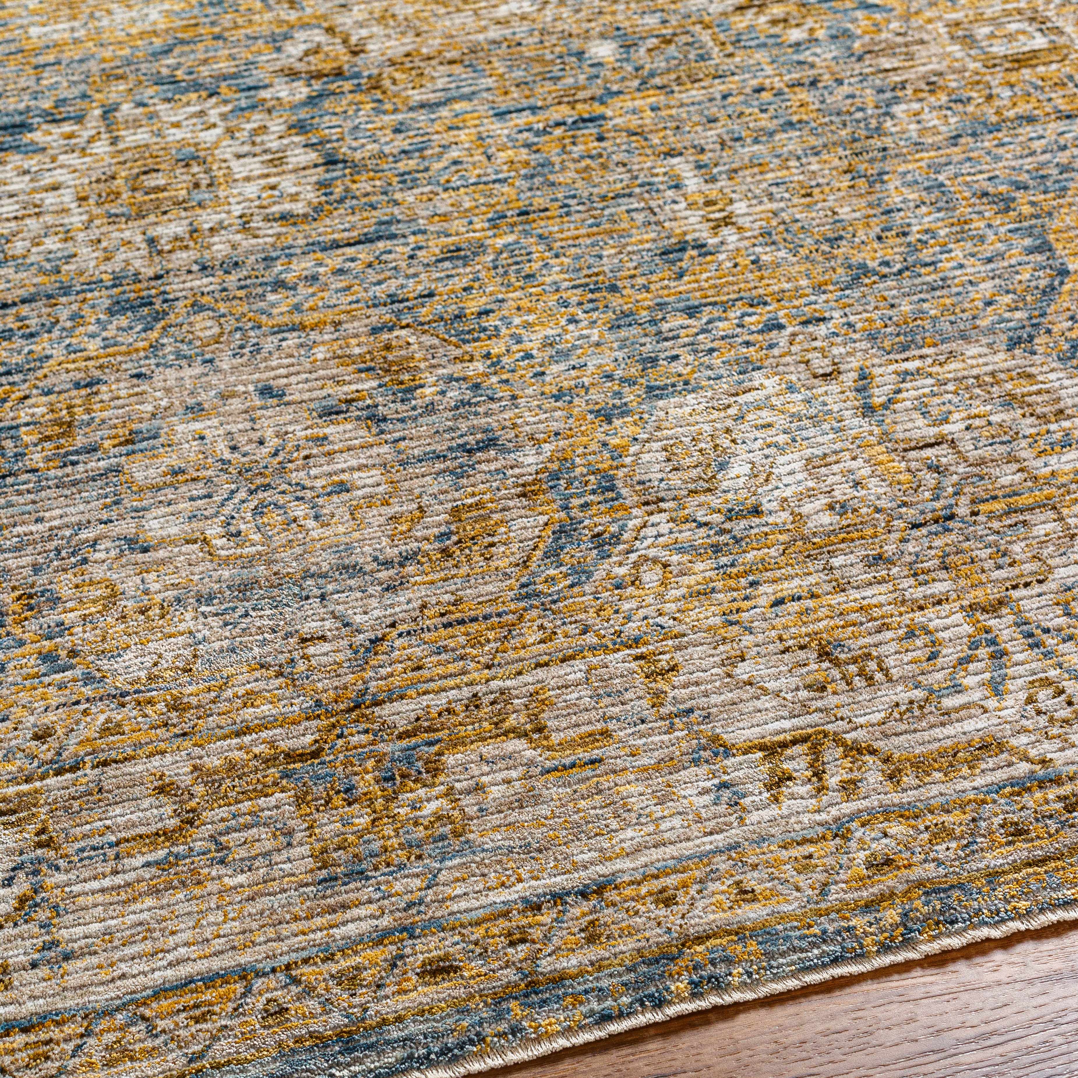 Ange Cream & Blue Rich Textured Rug - Image 7