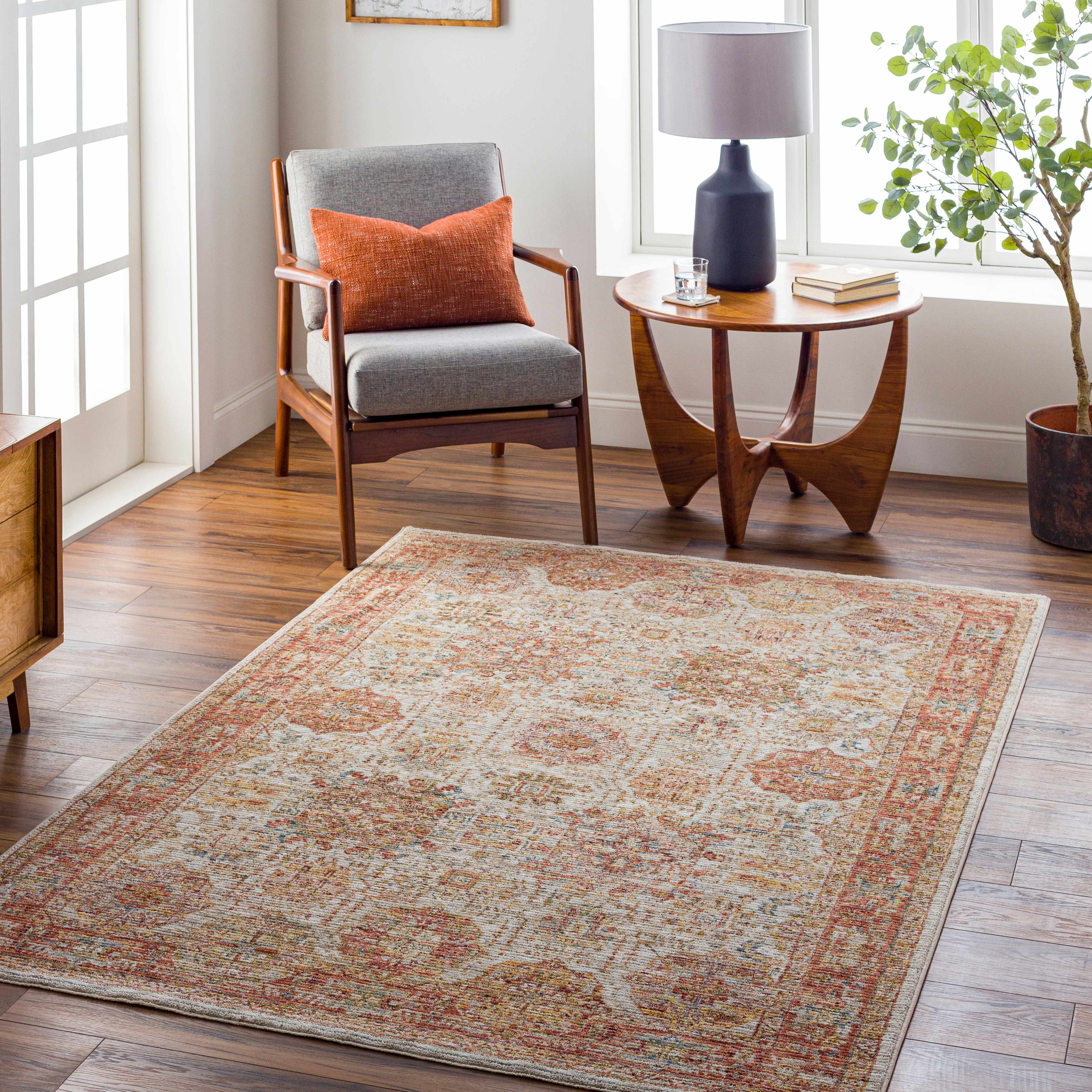Ange Rust Rich Textured Traditional Rug - Image 2