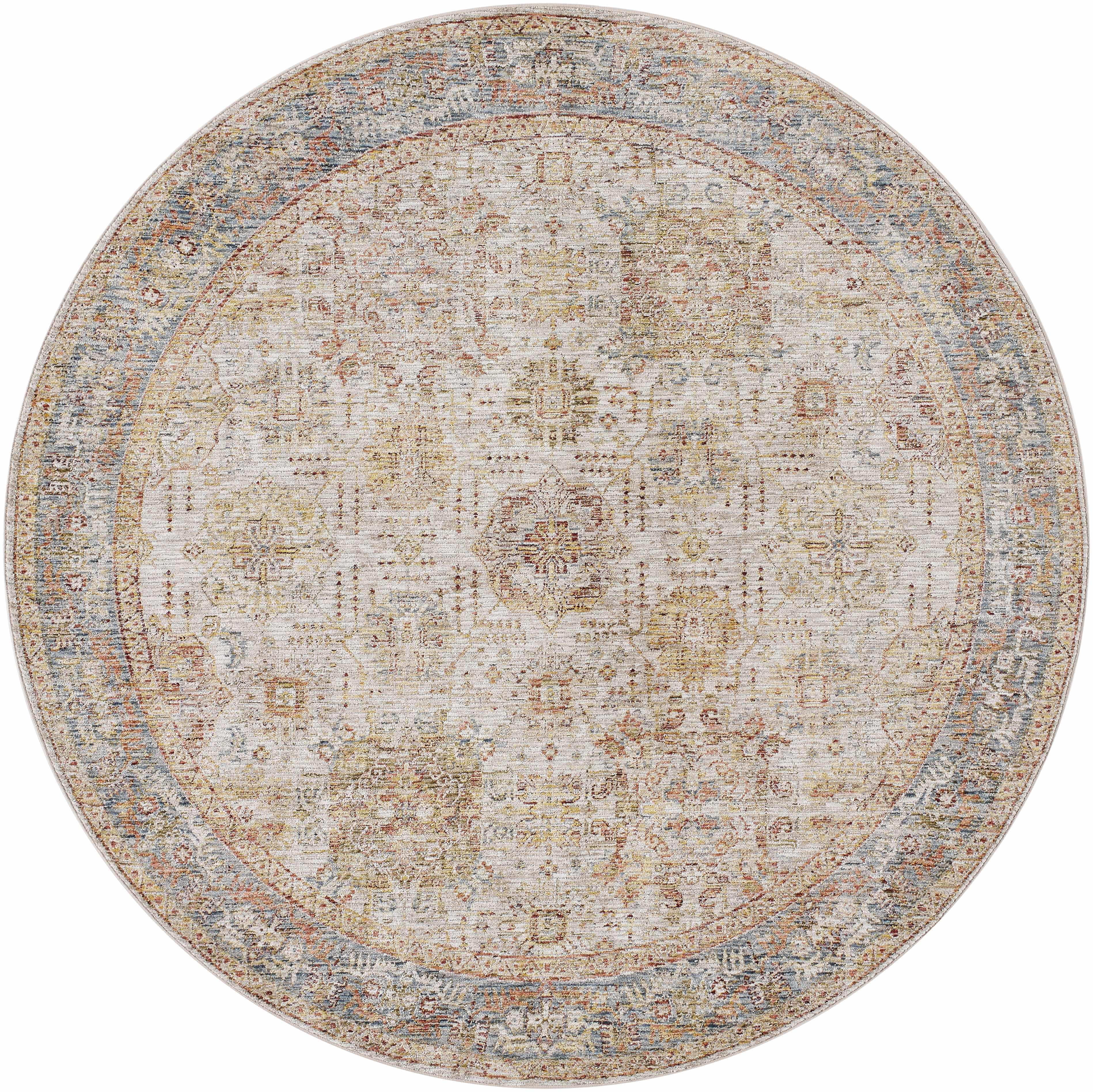 Ange Tan & Blue Rich Textured Traditional Rug - Image 10