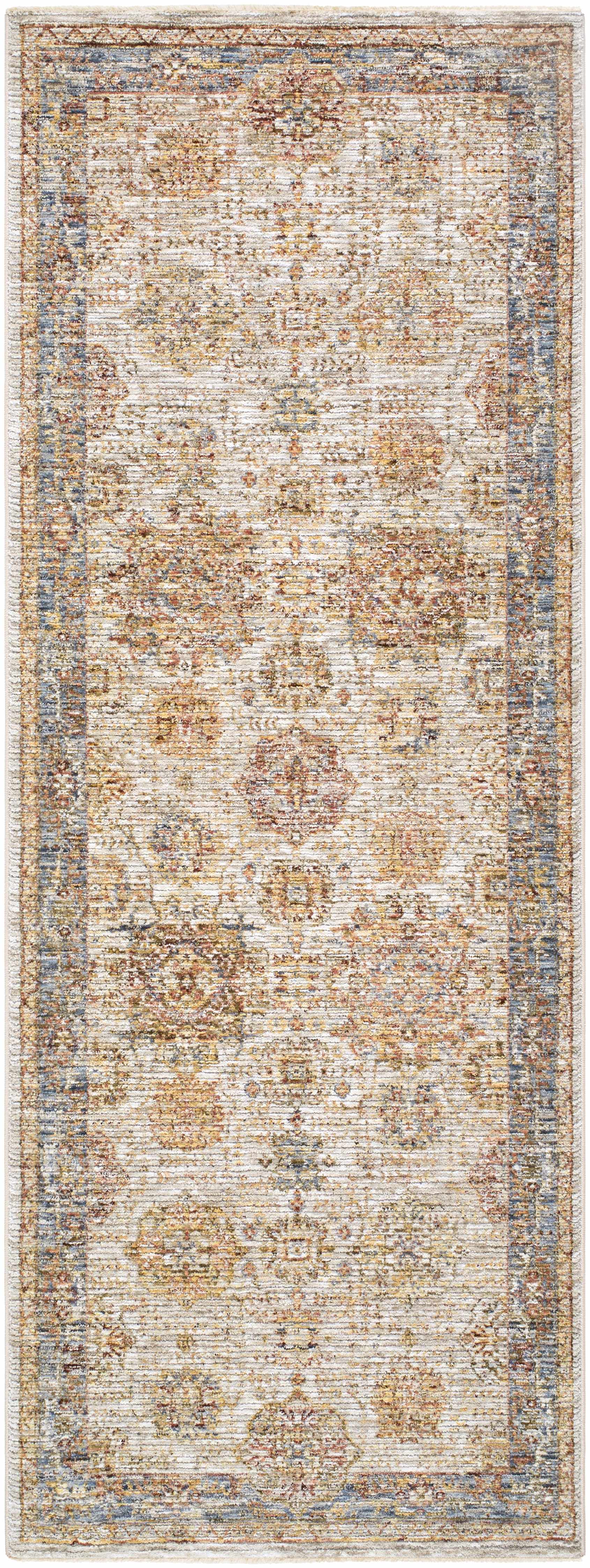 Ange Tan & Blue Rich Textured Traditional Rug - Image 11