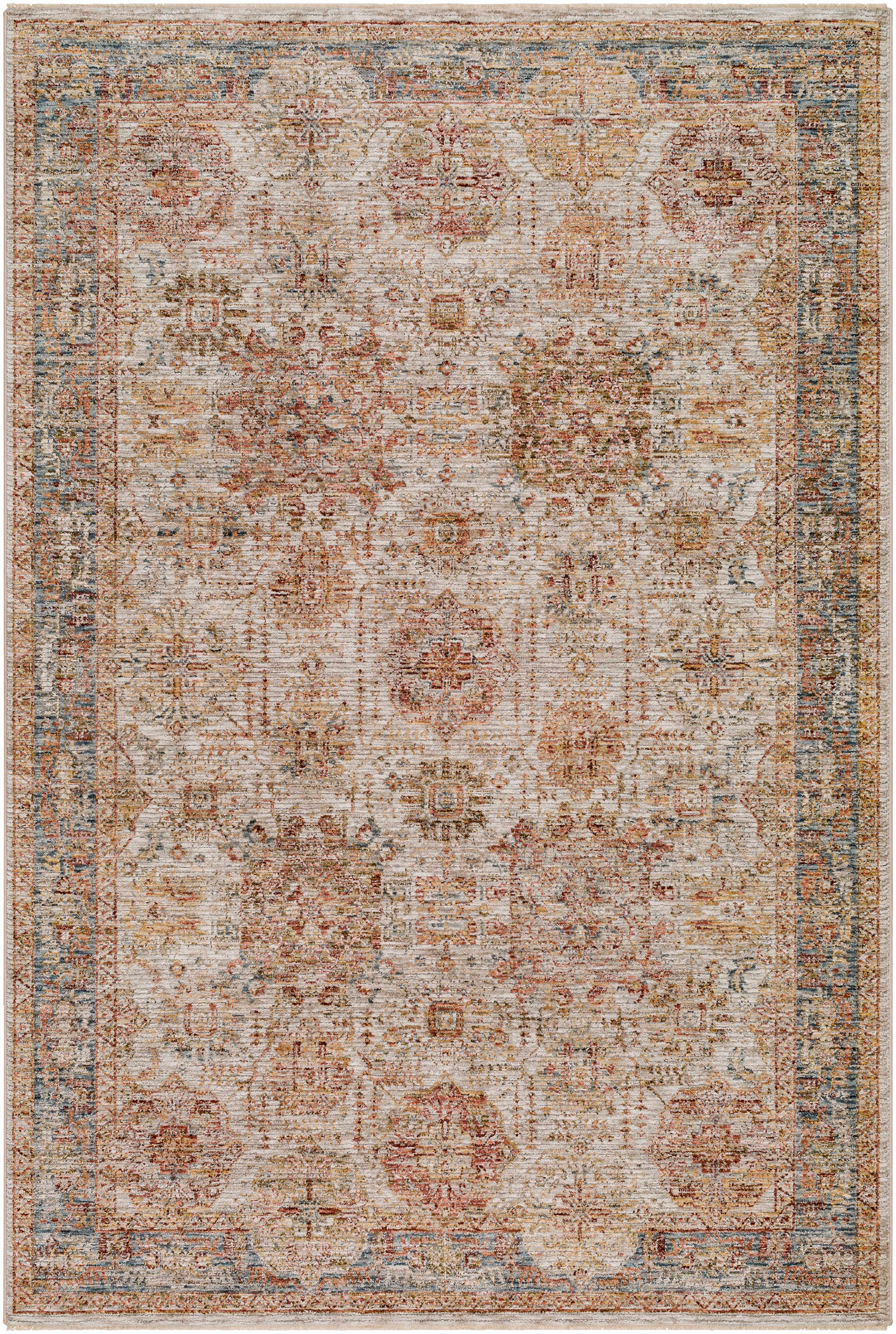 Ange Tan & Blue Rich Textured Traditional Rug - Image 8
