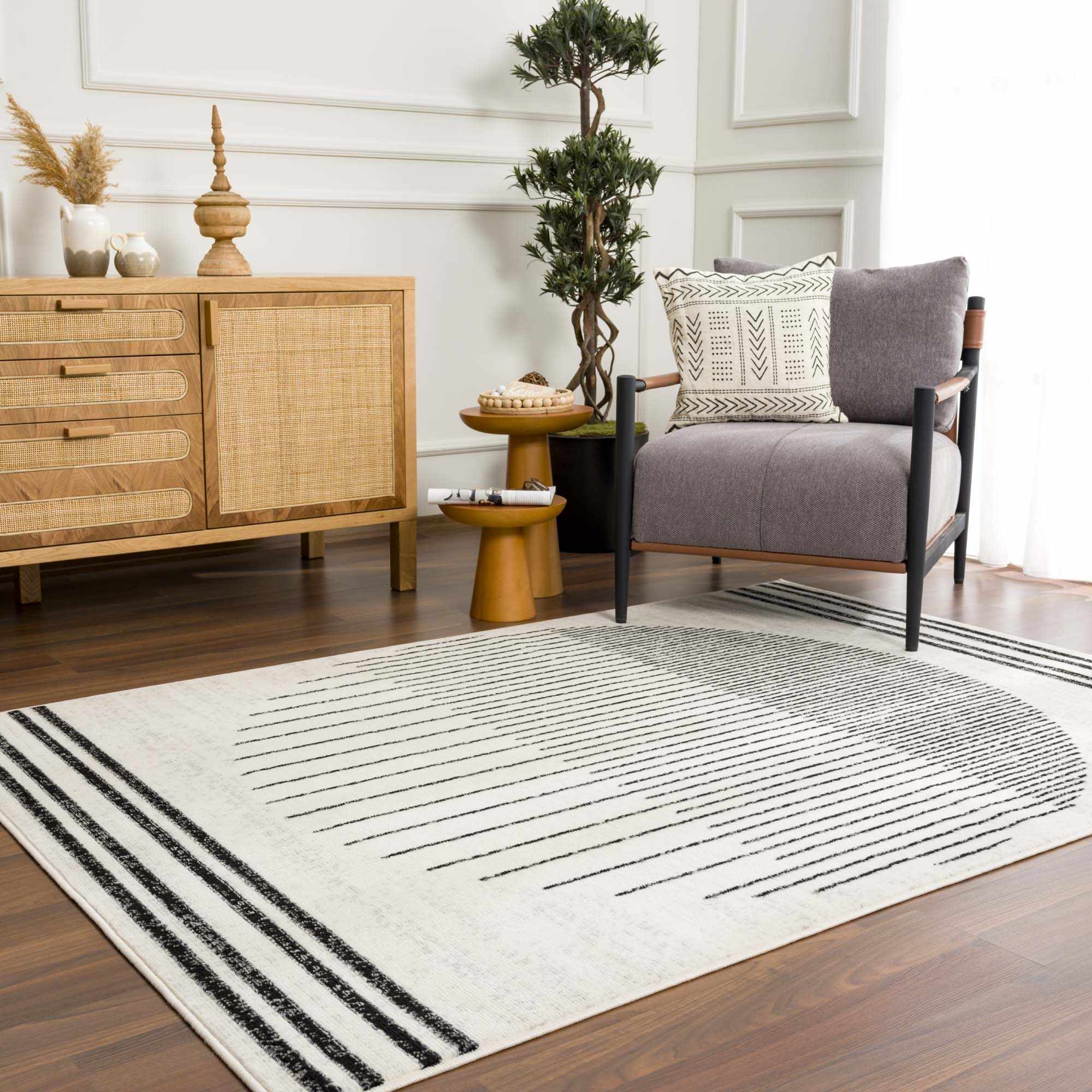 Angus Black&White Geometric Area Rug - Image 11