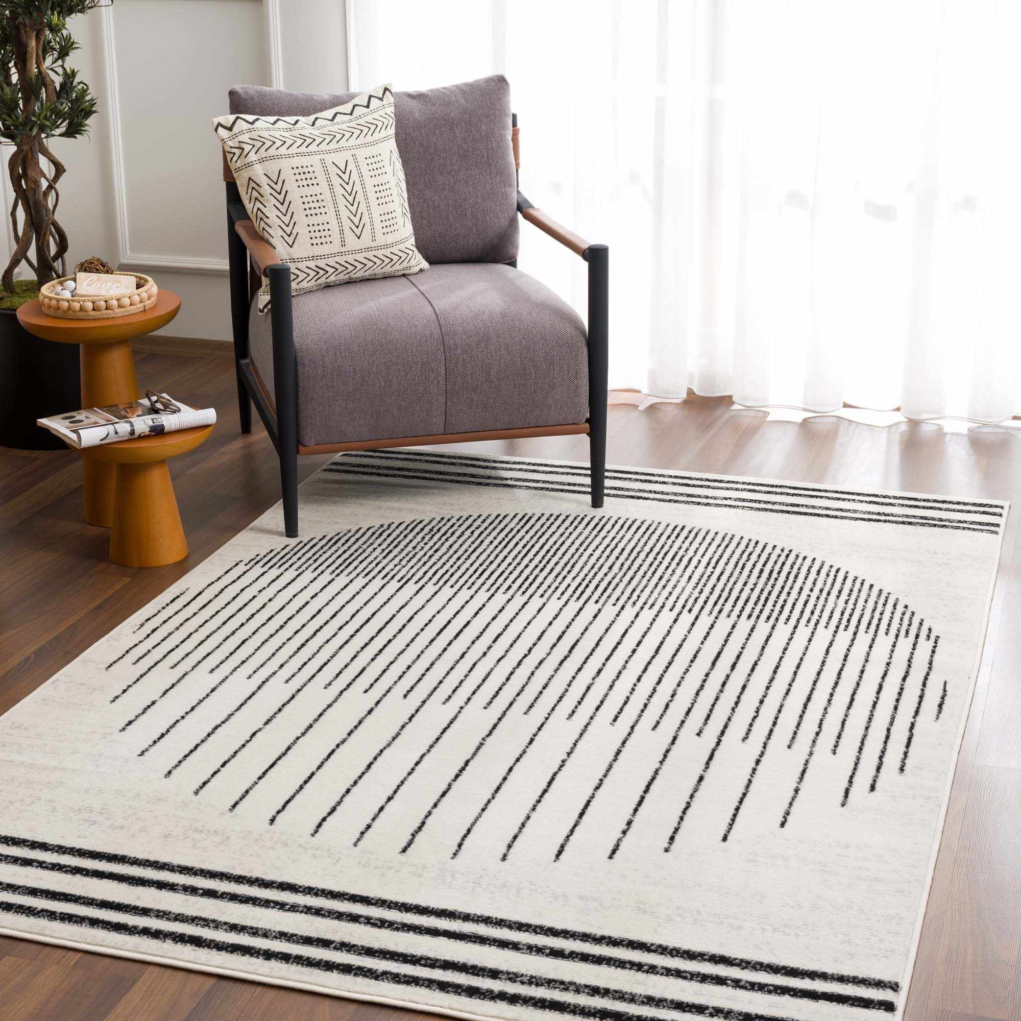 Angus Black&White Geometric Area Rug - Image 2