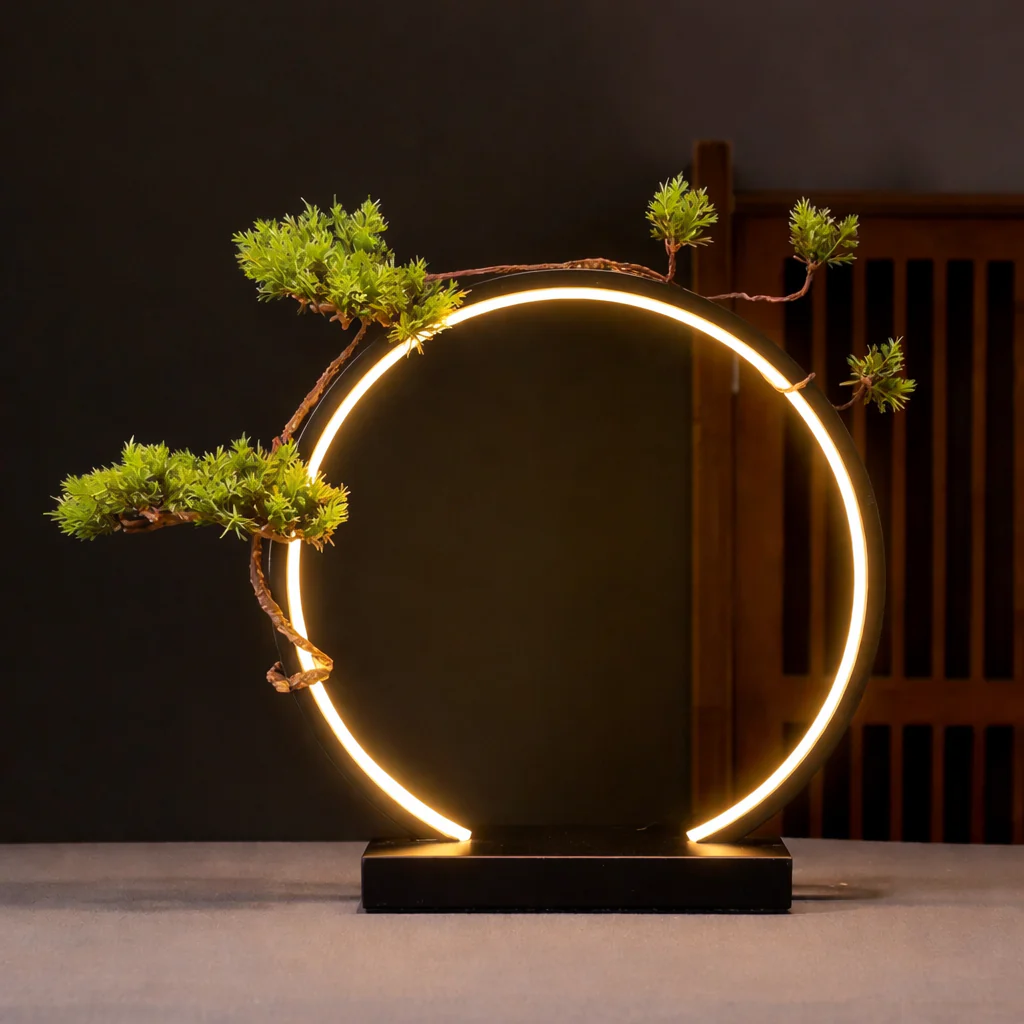 Anime Figure LED Ring Lamp Display Stand USB Warm Light Desk Decor Gift