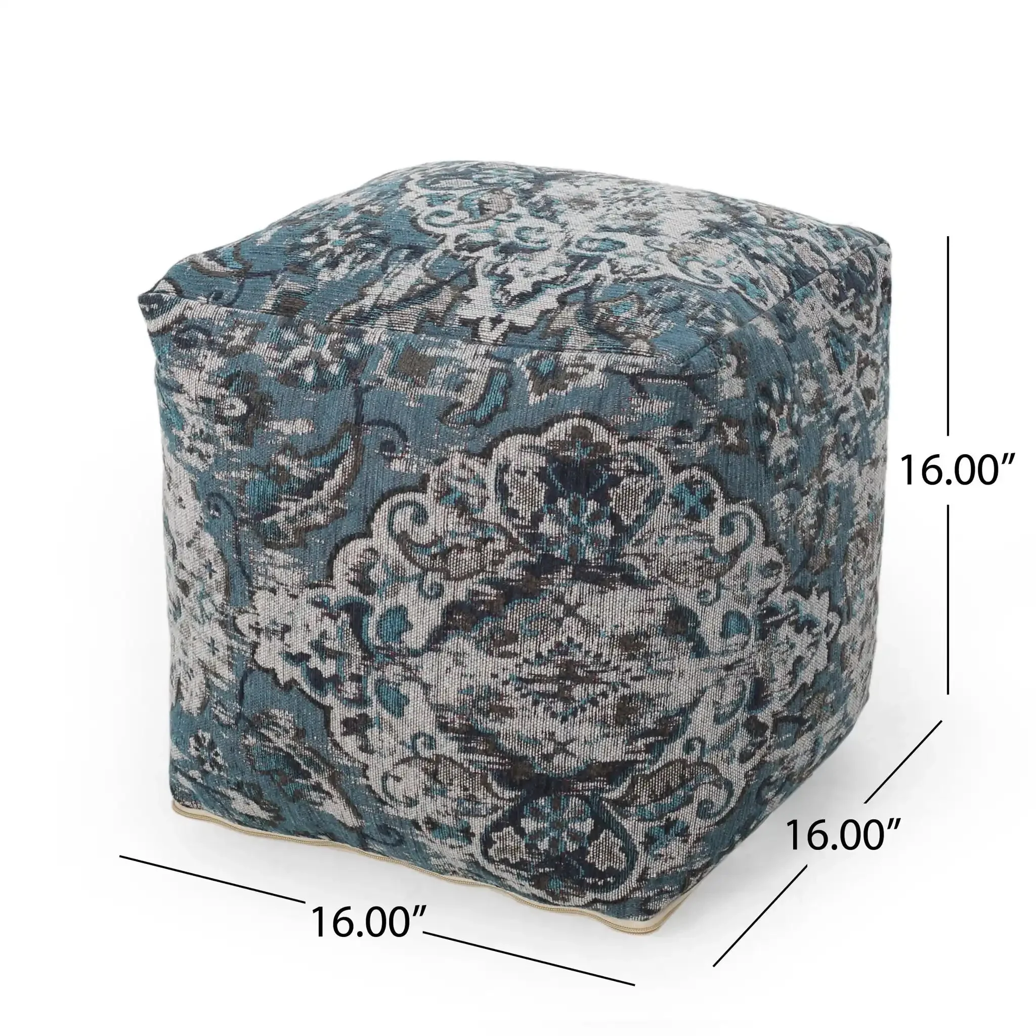 Anita Square Pouf Ottoman and Floor Cushion - Blue - Image 2
