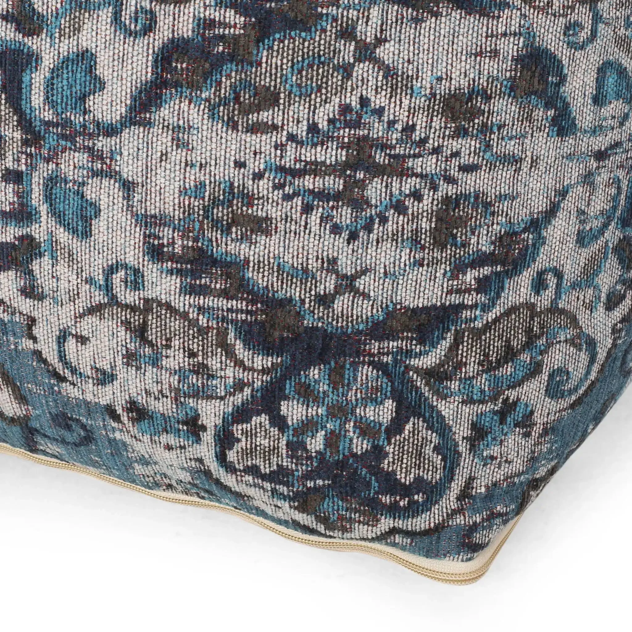 Anita Square Pouf Ottoman and Floor Cushion - Blue - Image 3