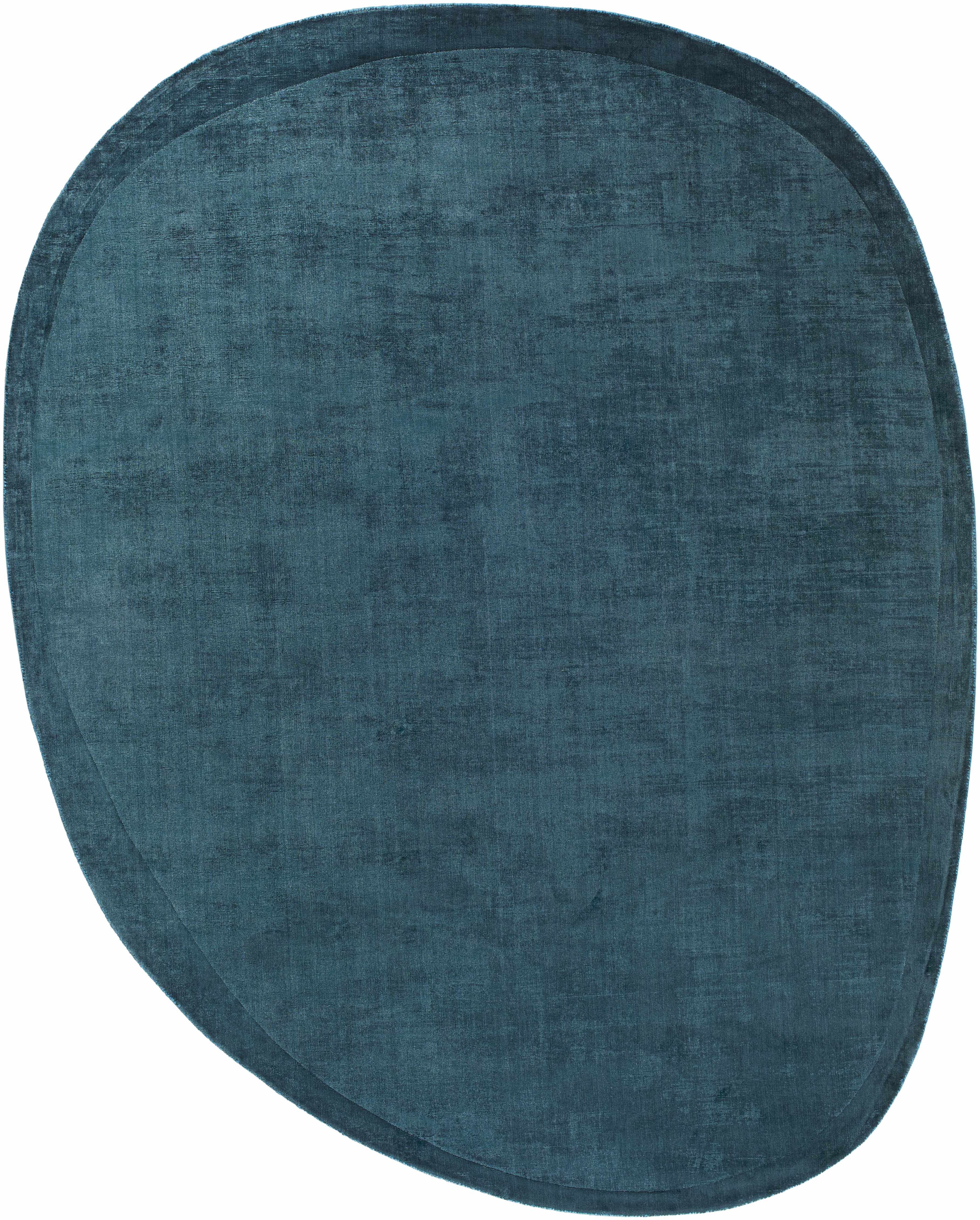 Anjang Modern Faux Silk Rug in Teal Blue