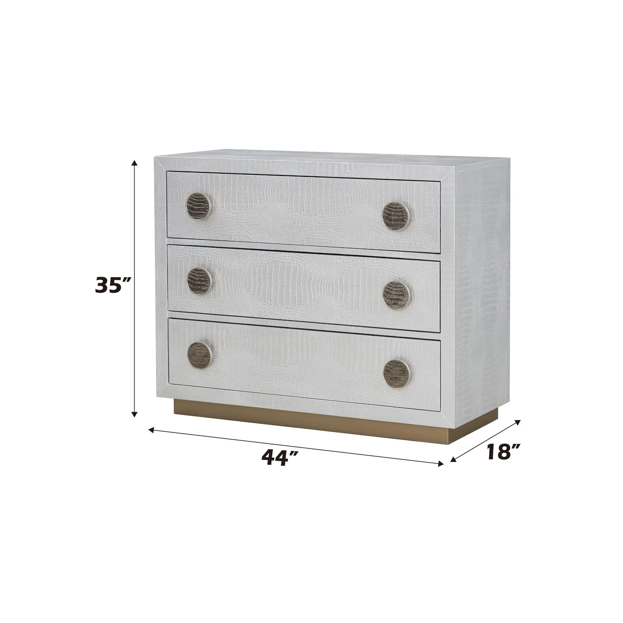 Anpu - Faux Crocodile Skin Console Cabinet - Silver - Image 4
