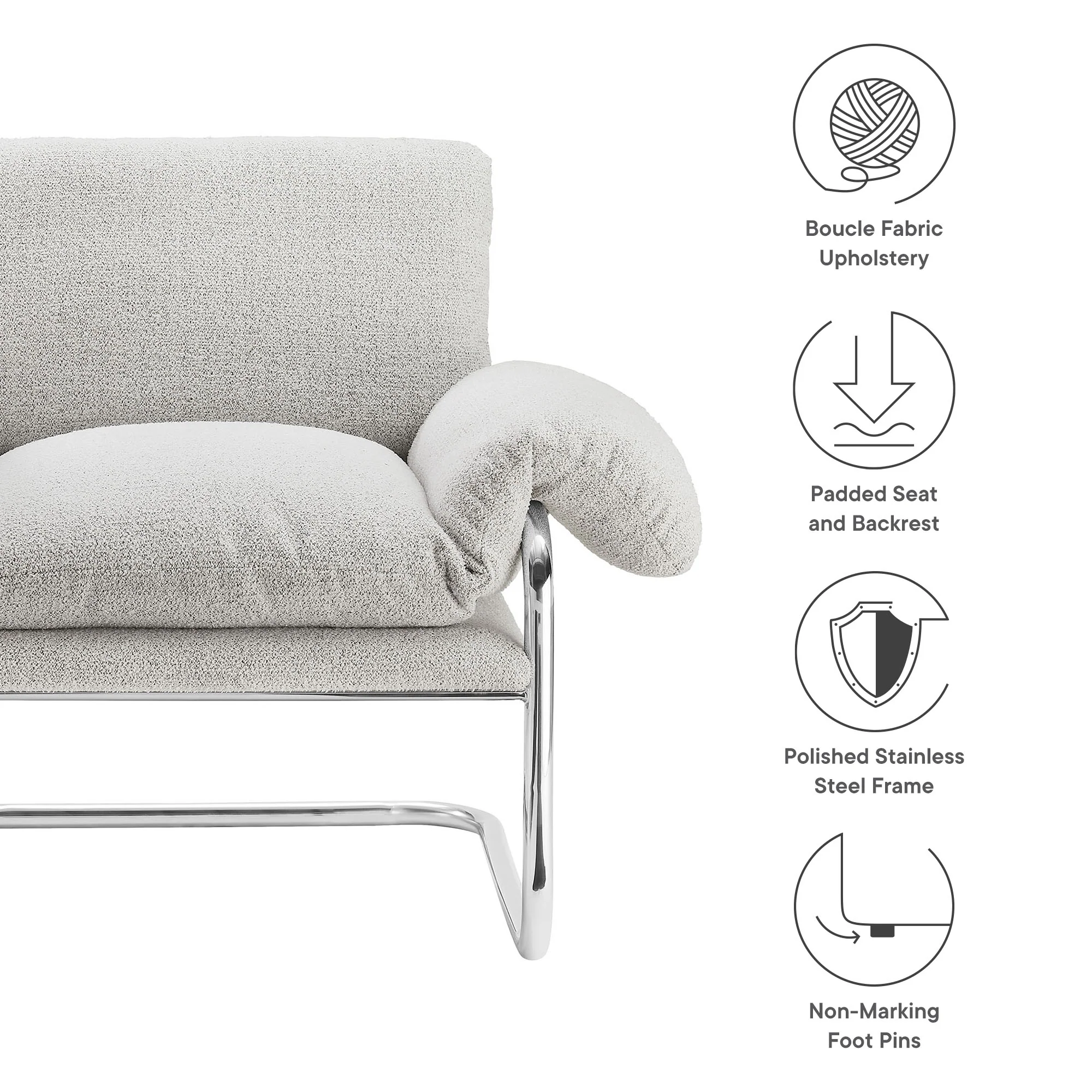 Ansel Boucle Fabric Accent Chair by Modway - Image 12