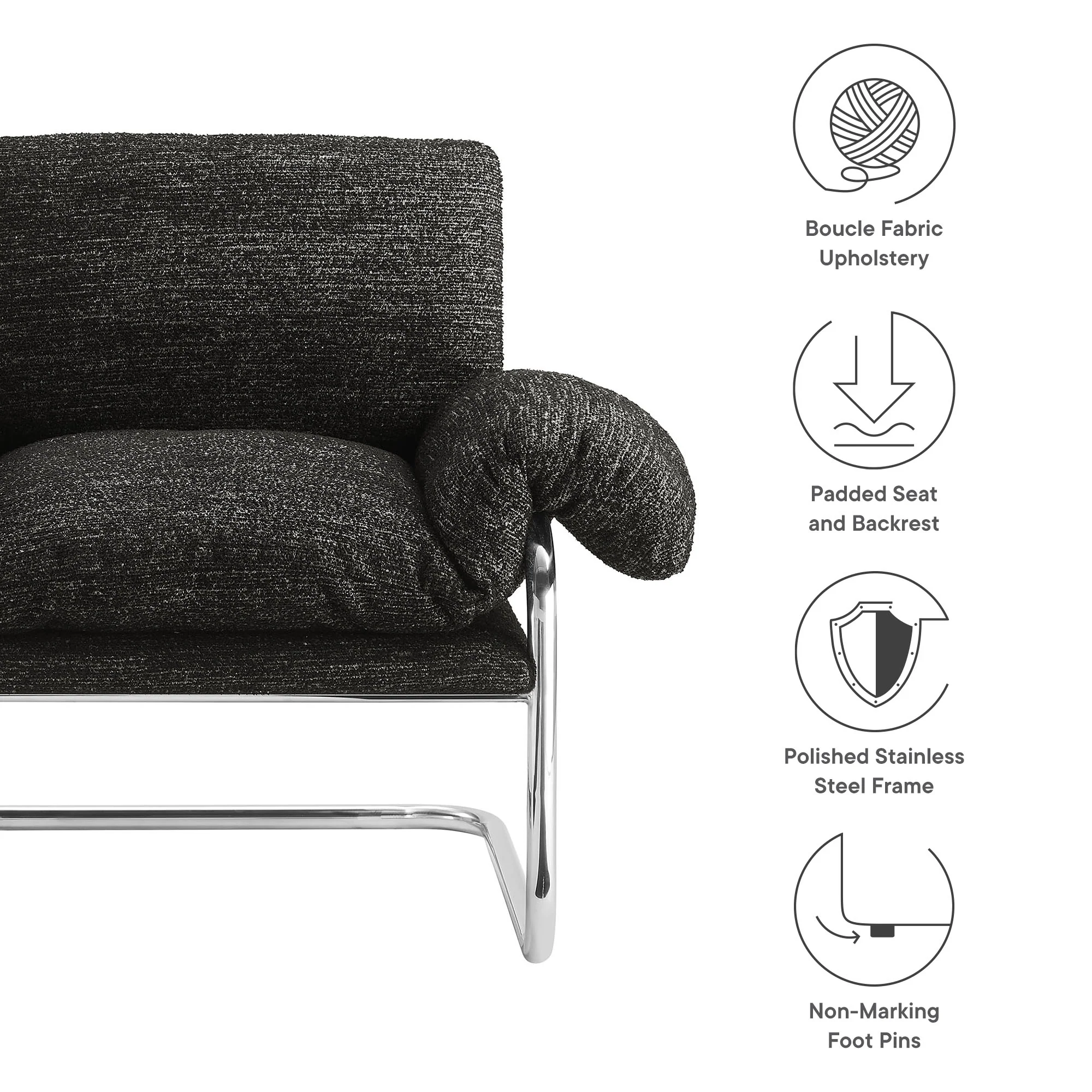 Ansel Boucle Fabric Accent Chair by Modway - Image 3