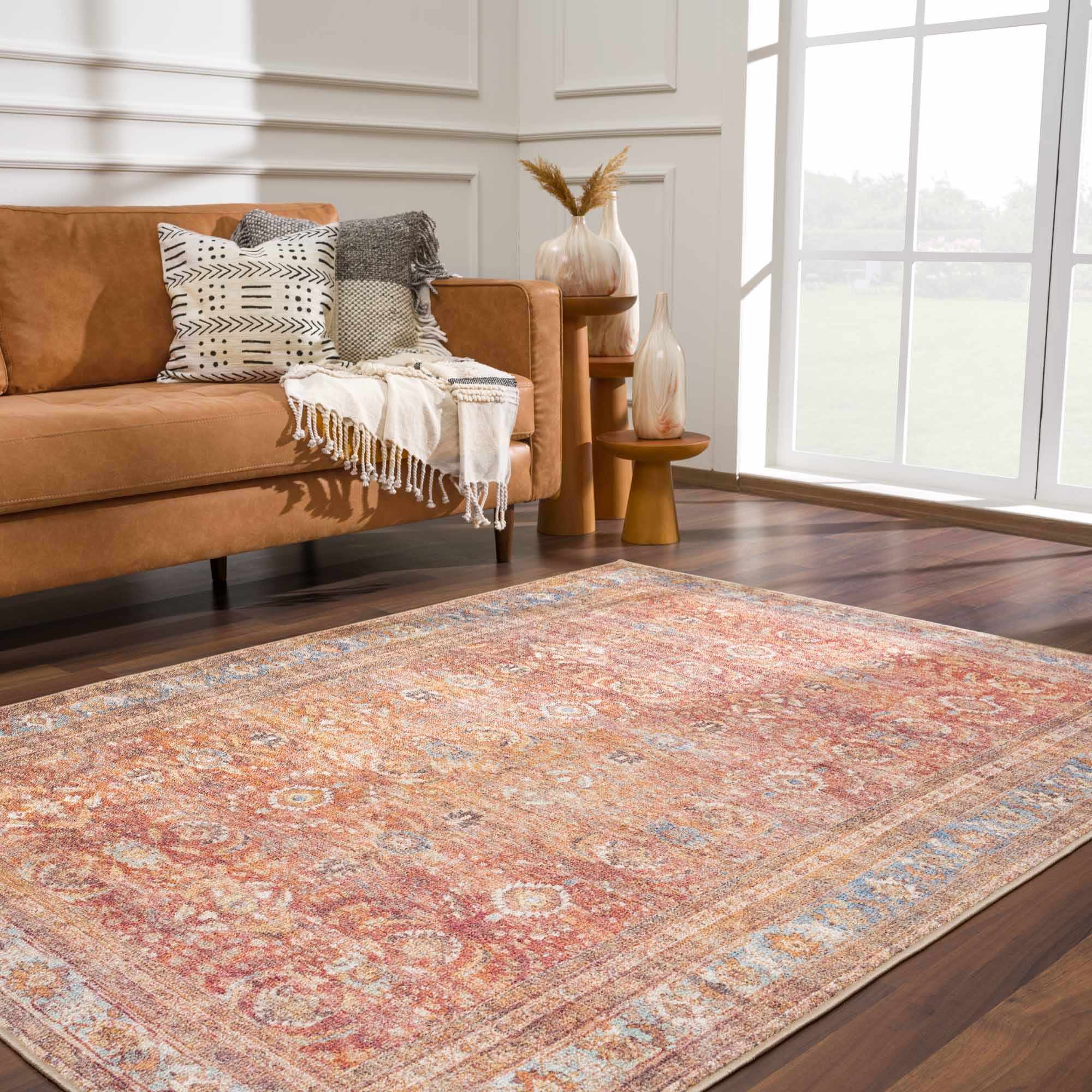 Anshu Peach Washable Area Rug - Clearance - Image 13