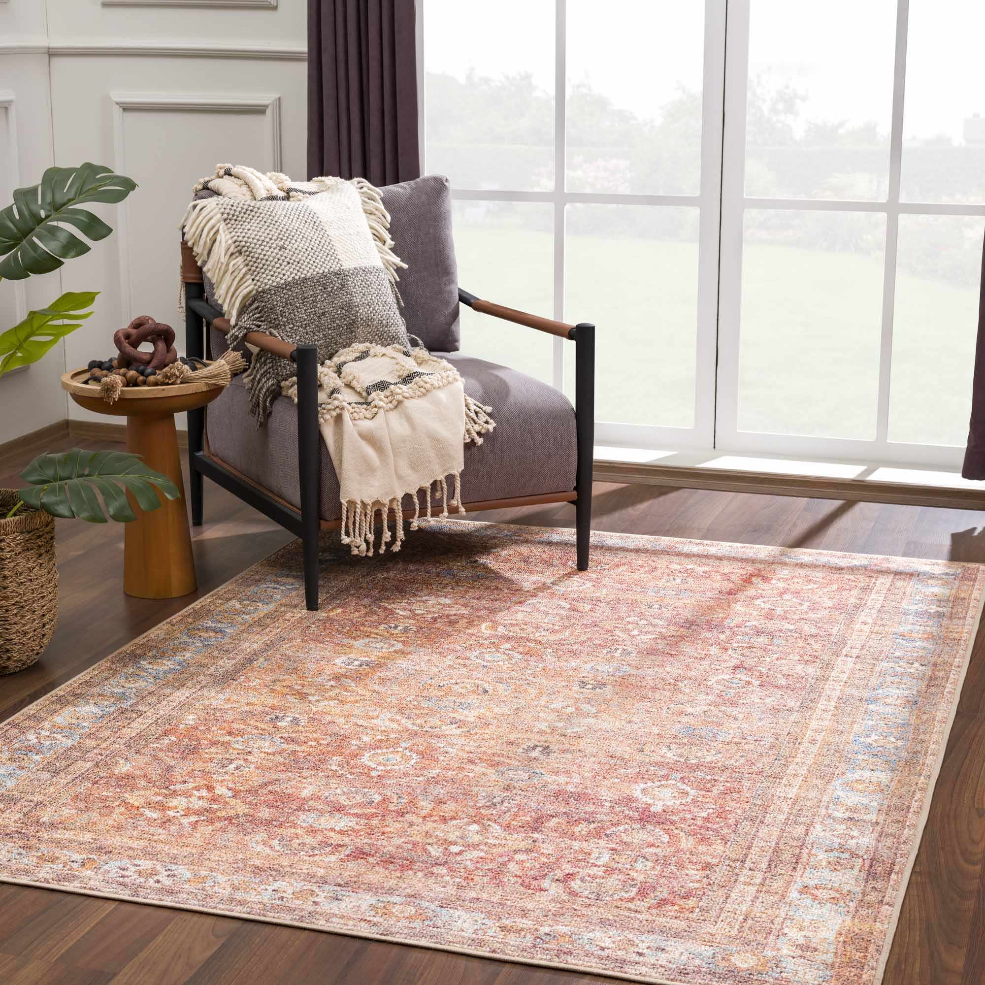 Anshu Peach Washable Area Rug - Clearance - Image 3