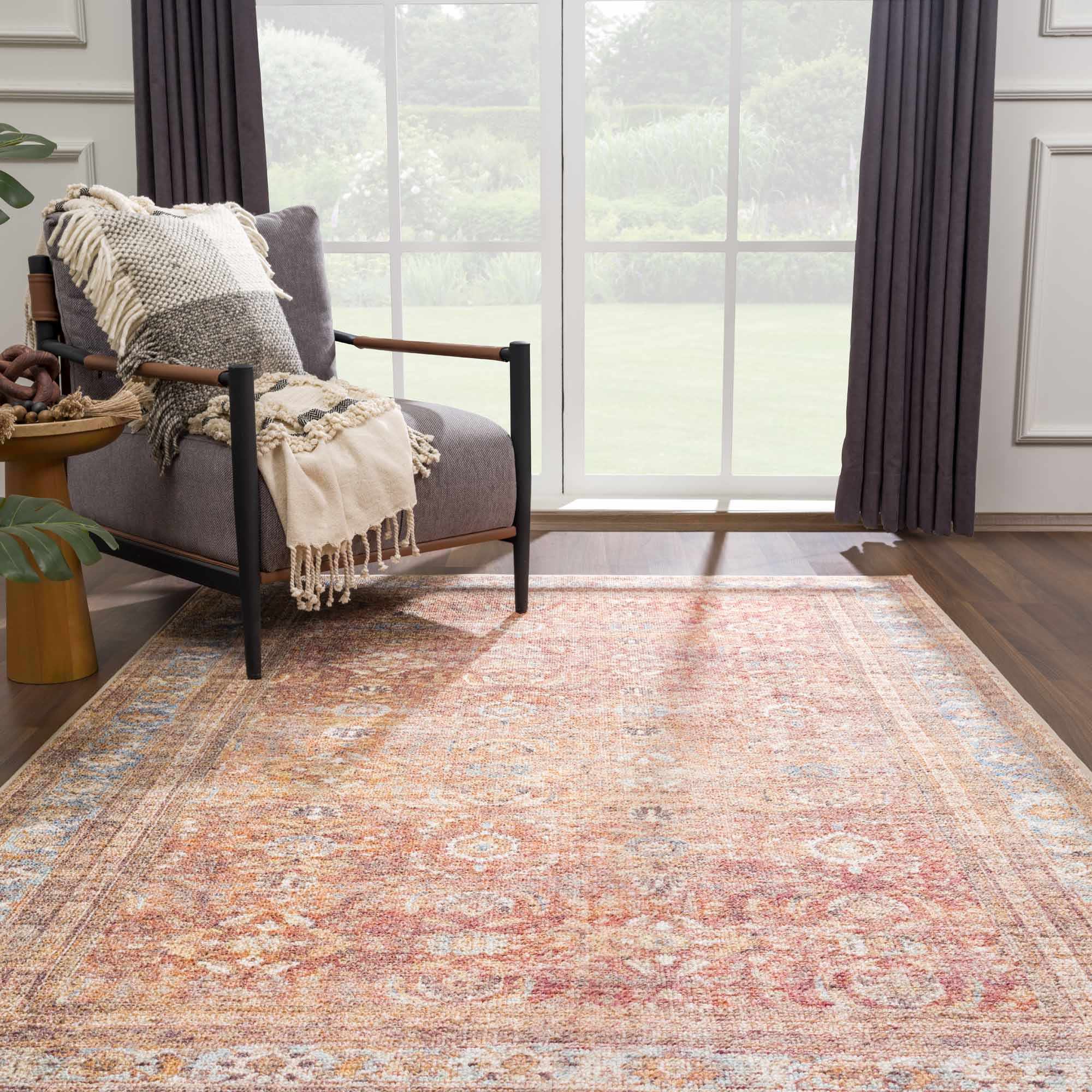 Anshu Peach Washable Area Rug - Clearance - Image 9