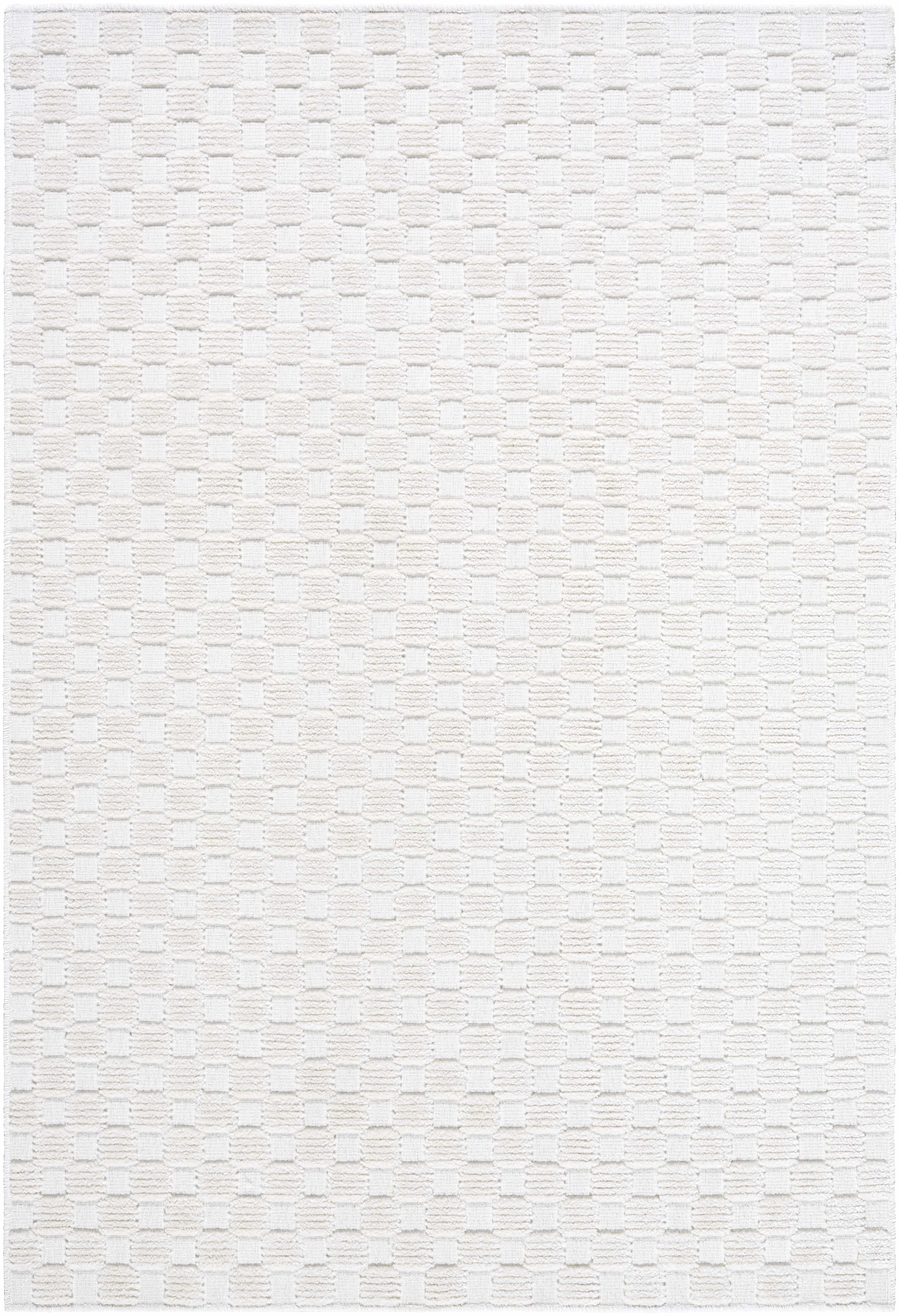 Anthea Off-White 3D Checkered Washable Rug