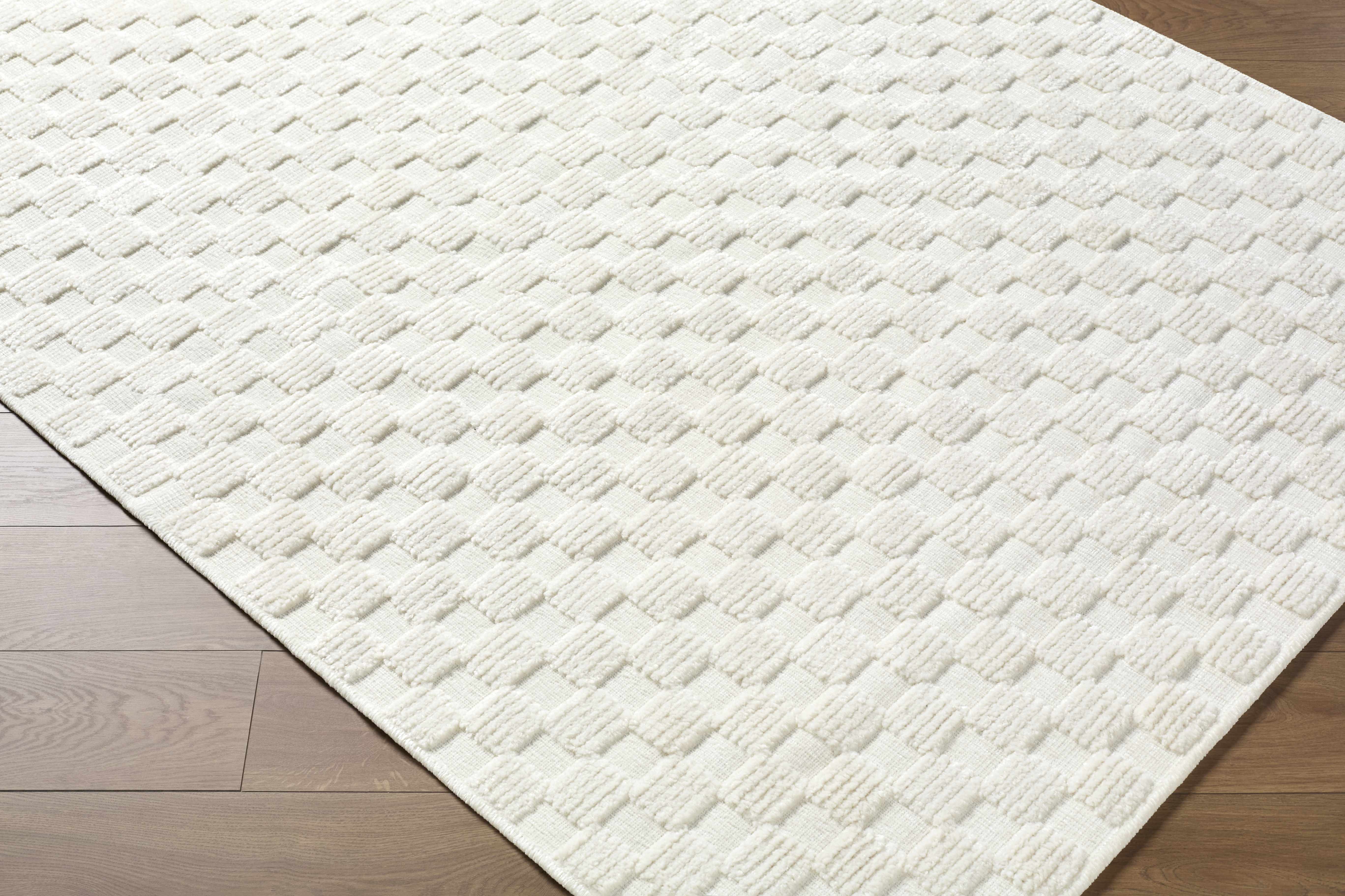Anthea Off-White 3D Checkered Washable Rug - Image 5