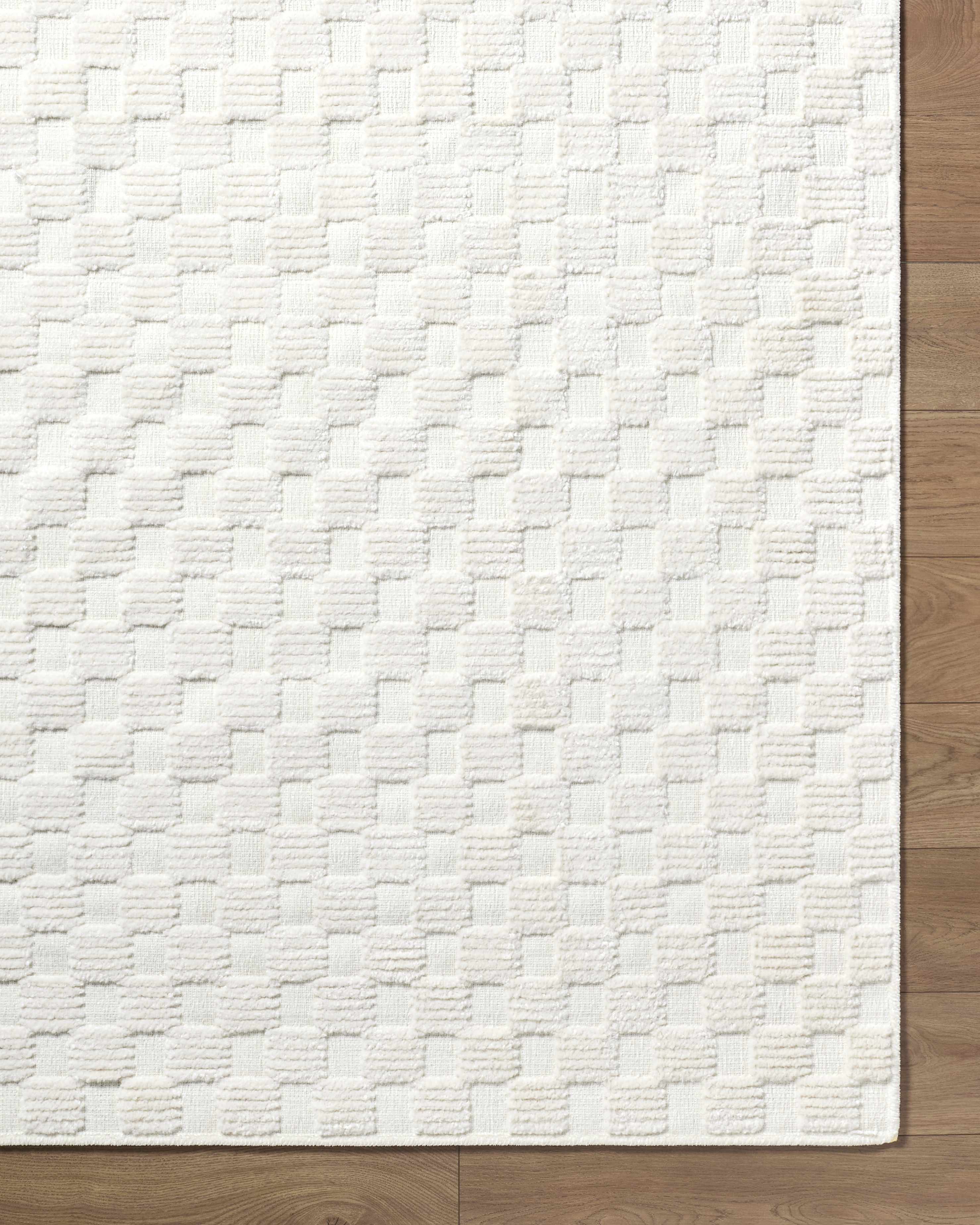 Anthea Off-White 3D Checkered Washable Rug - Image 7