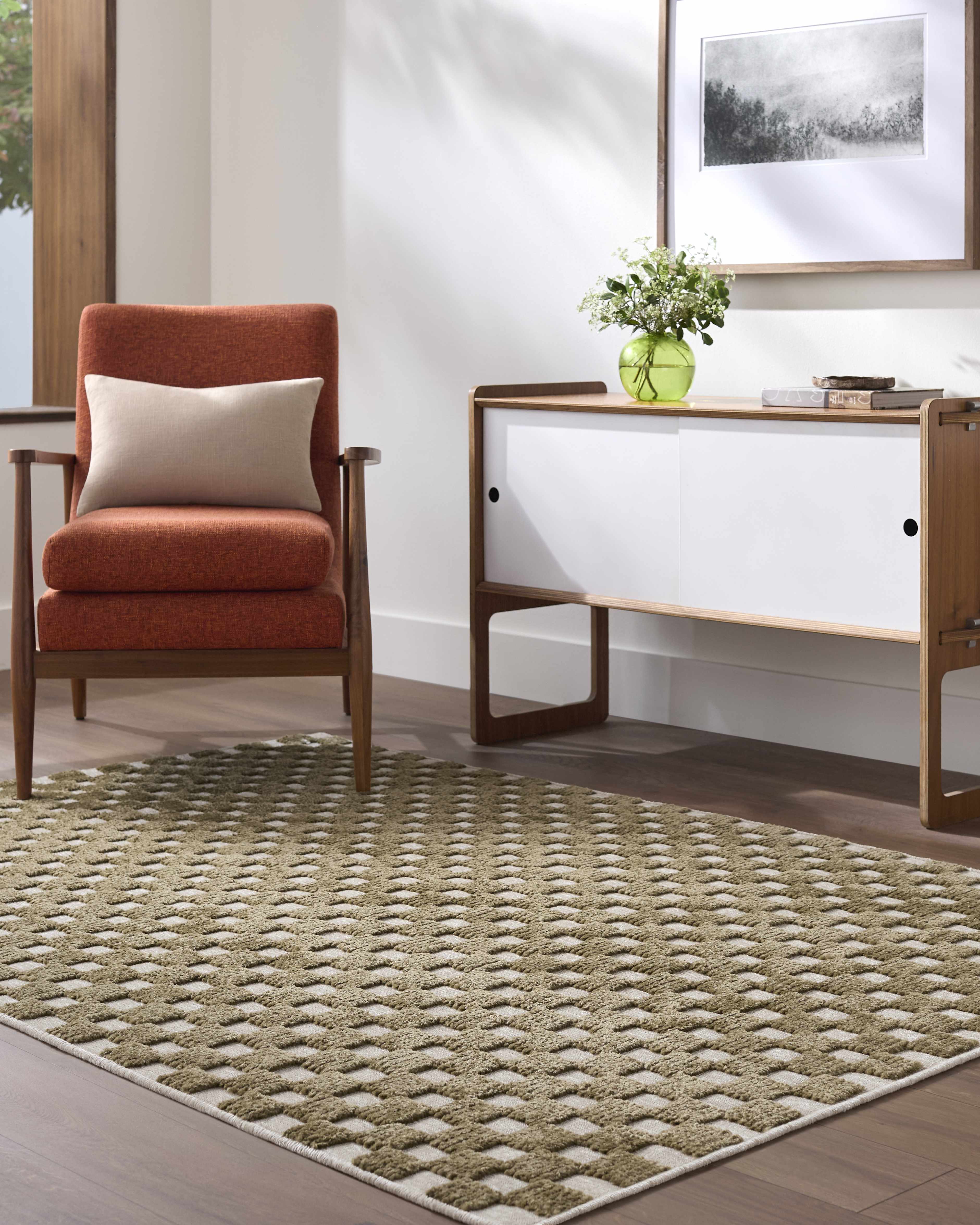 Anthea Olive Washable Area Rug - Image 2
