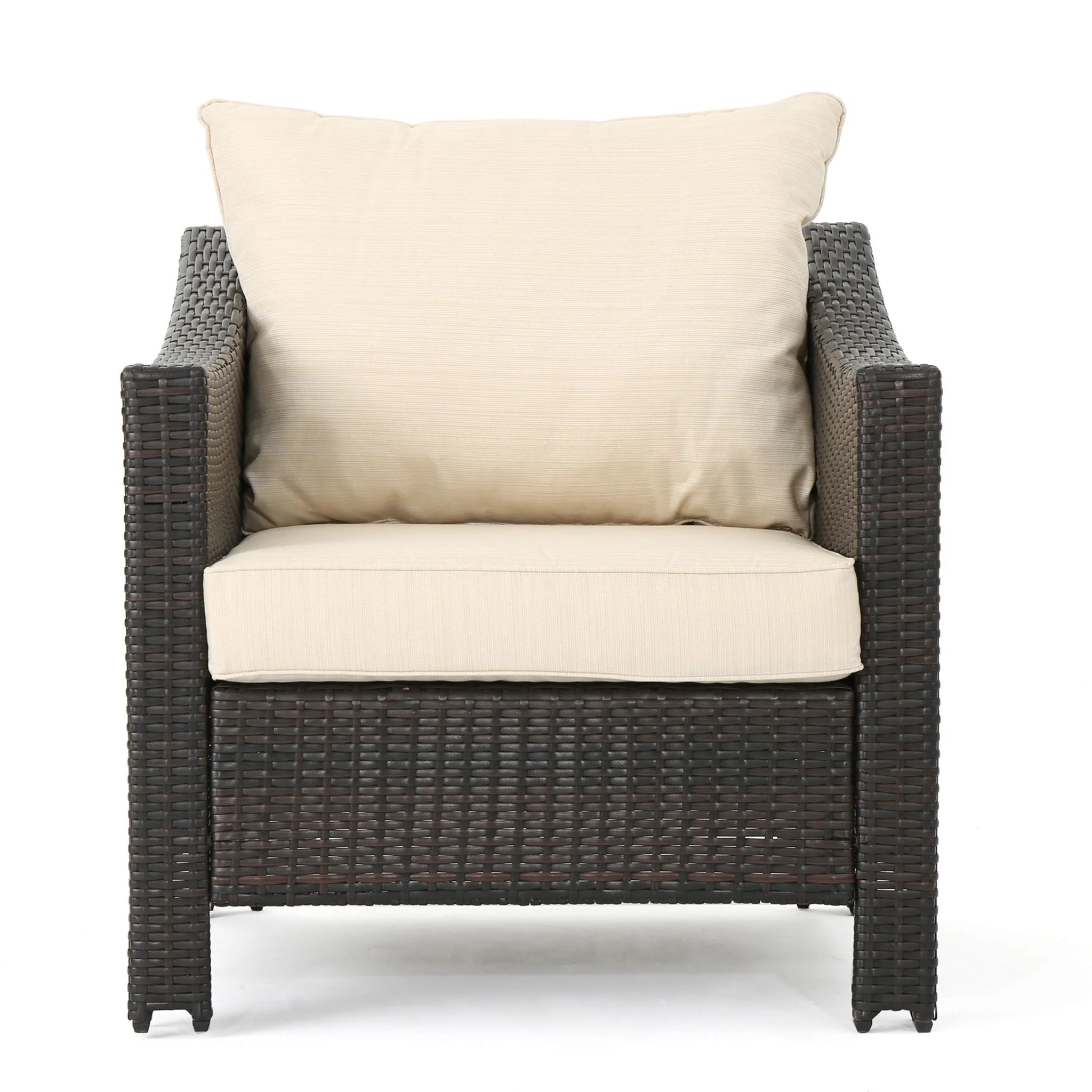 Antibes - 4 Pieces Wicker Chat Set - Brown / Beige - Image 3