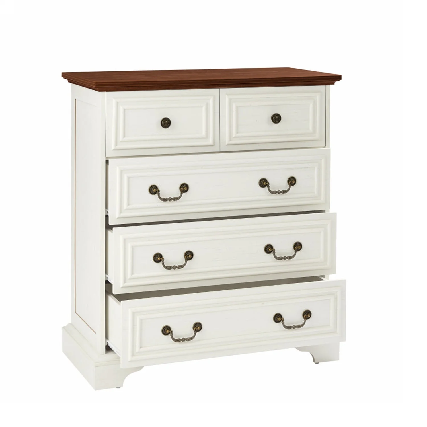 Antique Brown & White 5-Drawer Vintage Dresser – Farmhouse & Modern Design - Image 2