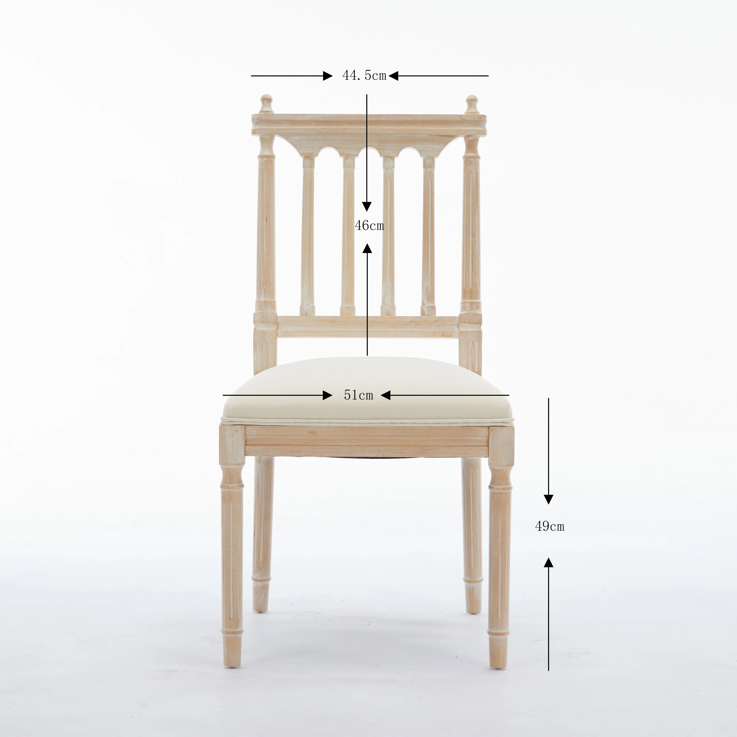 Antique Dining Chairs - Linen Fabric Upholstered Wooden Chairs Set of 2 - Image 5