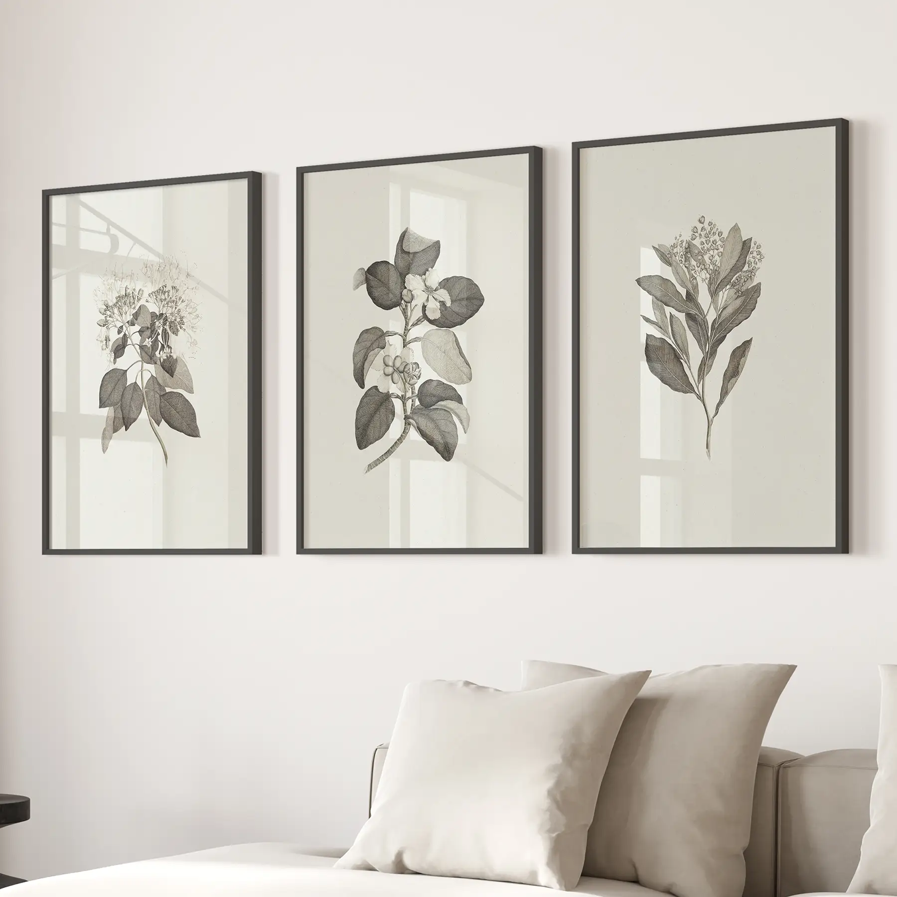 Antique Floral Prints 3 Piece Wall Art Decor - Image 2