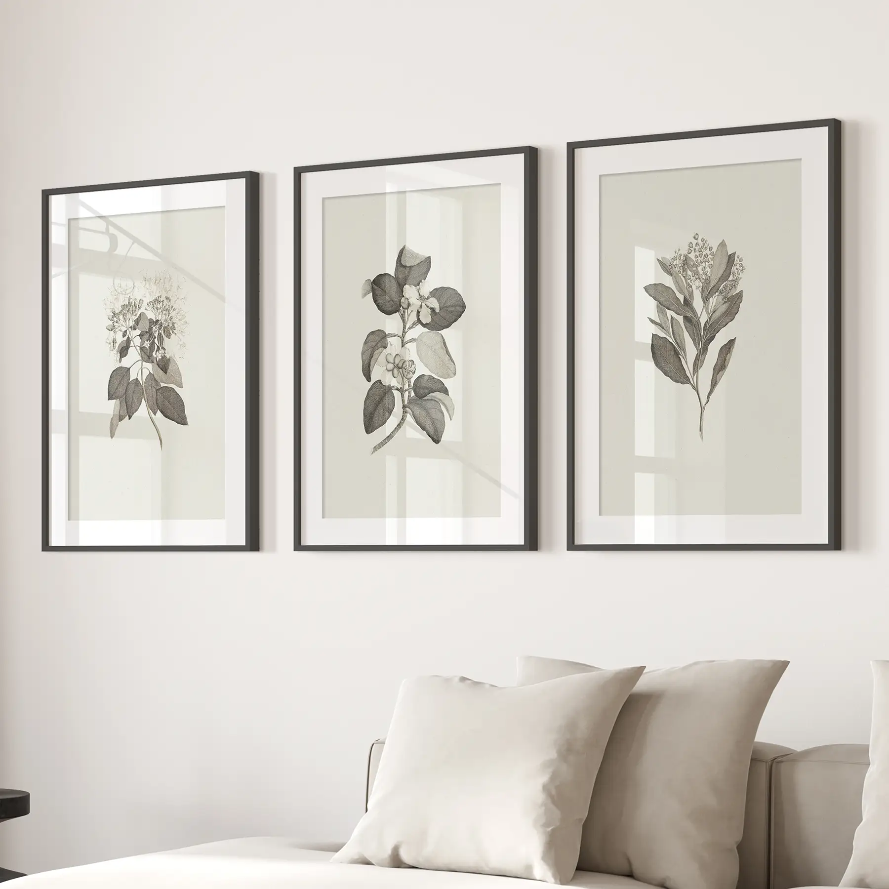 Antique Floral Prints 3 Piece Wall Art Decor - Image 3