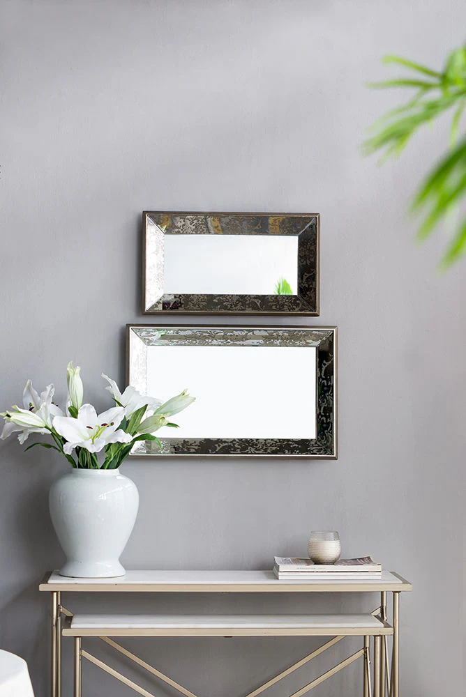 Antique Rectangle Mirror with Floral Accents - Image 8