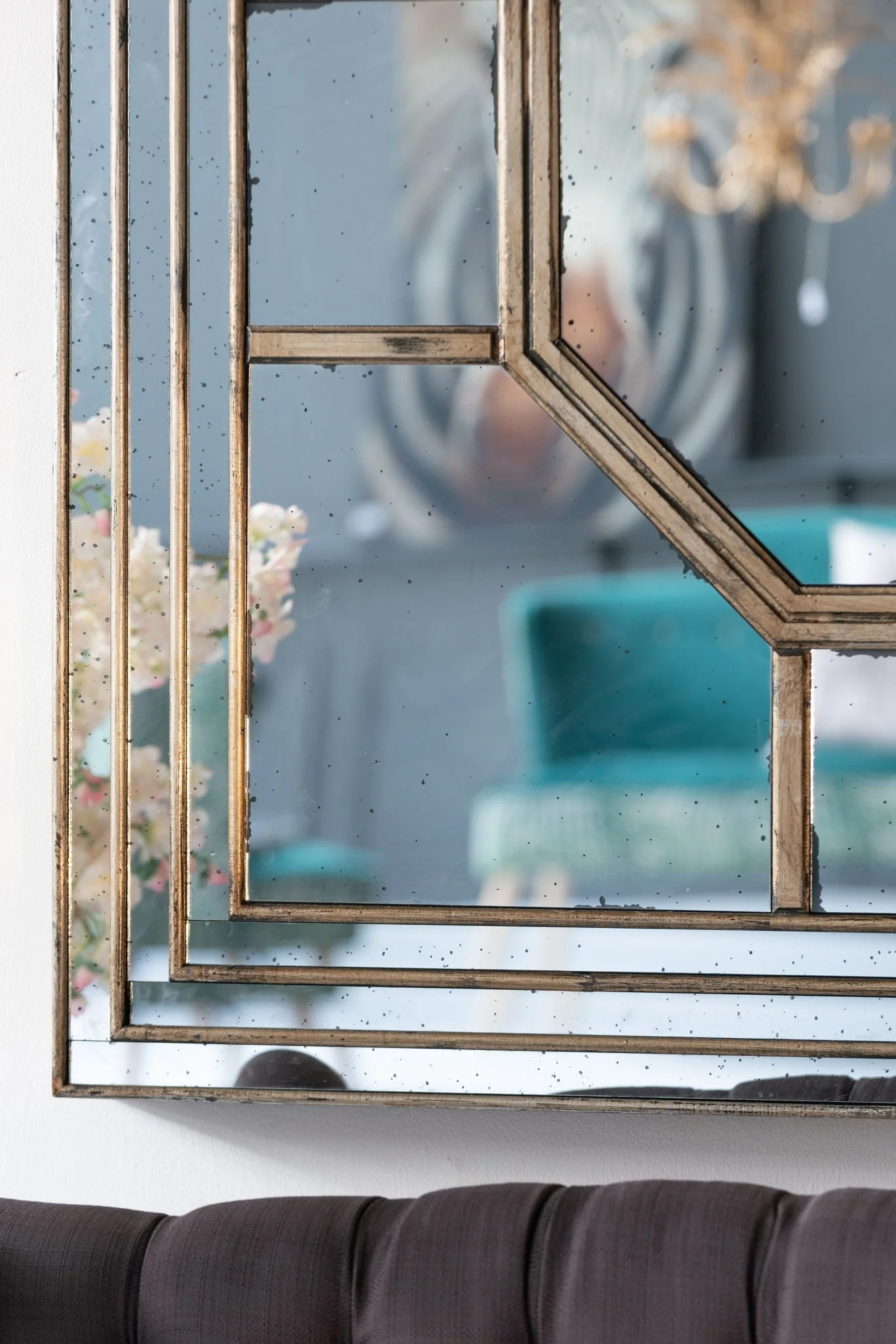 Antique Style Decorative Square Wall Mirror with Mirrored Frame - Image 6
