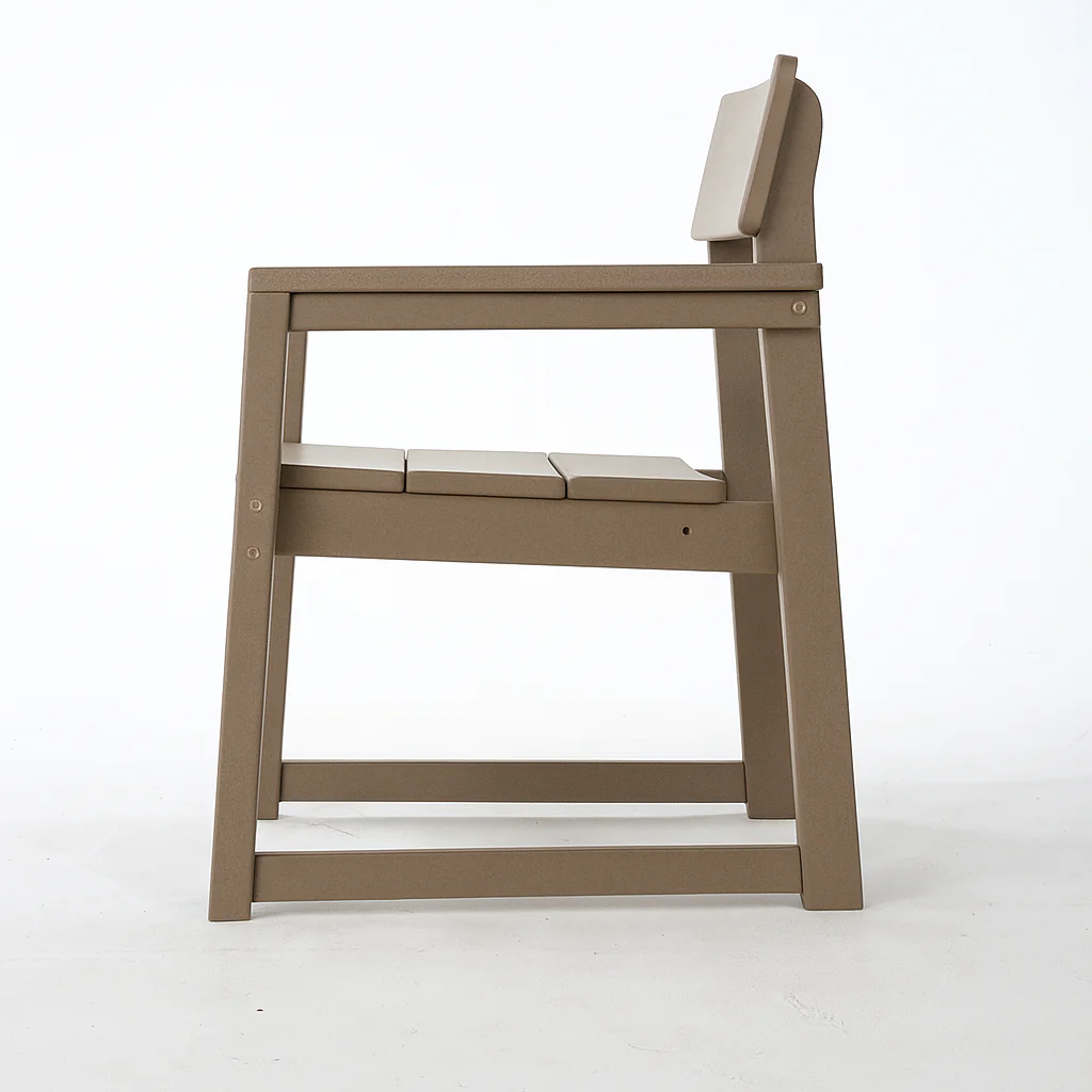 Antique Wood Color HDPE Outdoor & Garden Armchairs with Backrest - Image 12