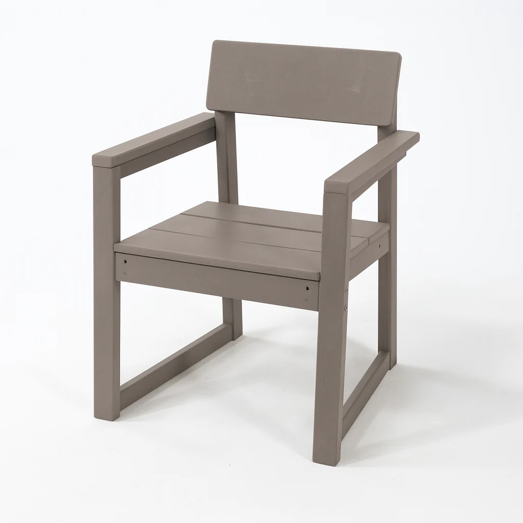 Antique Wood Color HDPE Outdoor & Garden Armchairs with Backrest - Image 6