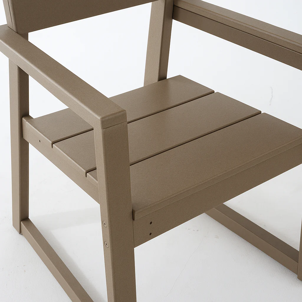 Antique Wood Color HDPE Outdoor & Garden Armchairs with Backrest - Image 9