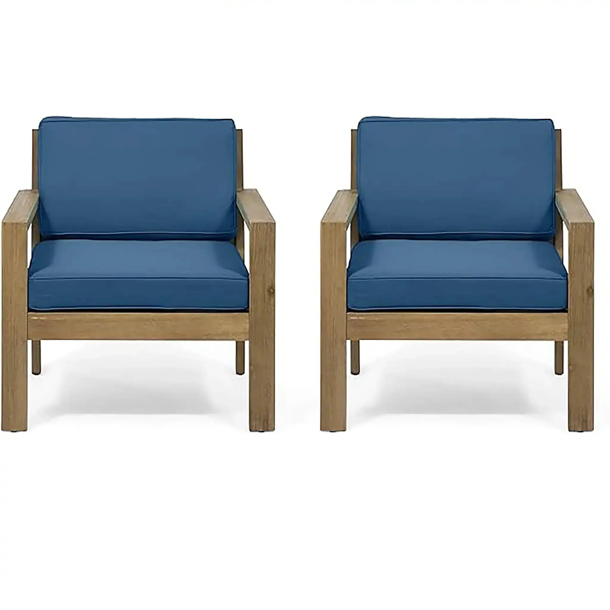 Antoine - Outdoor Acacia Wood Club Chairs With Cushions, (Set of 2) - Image 2