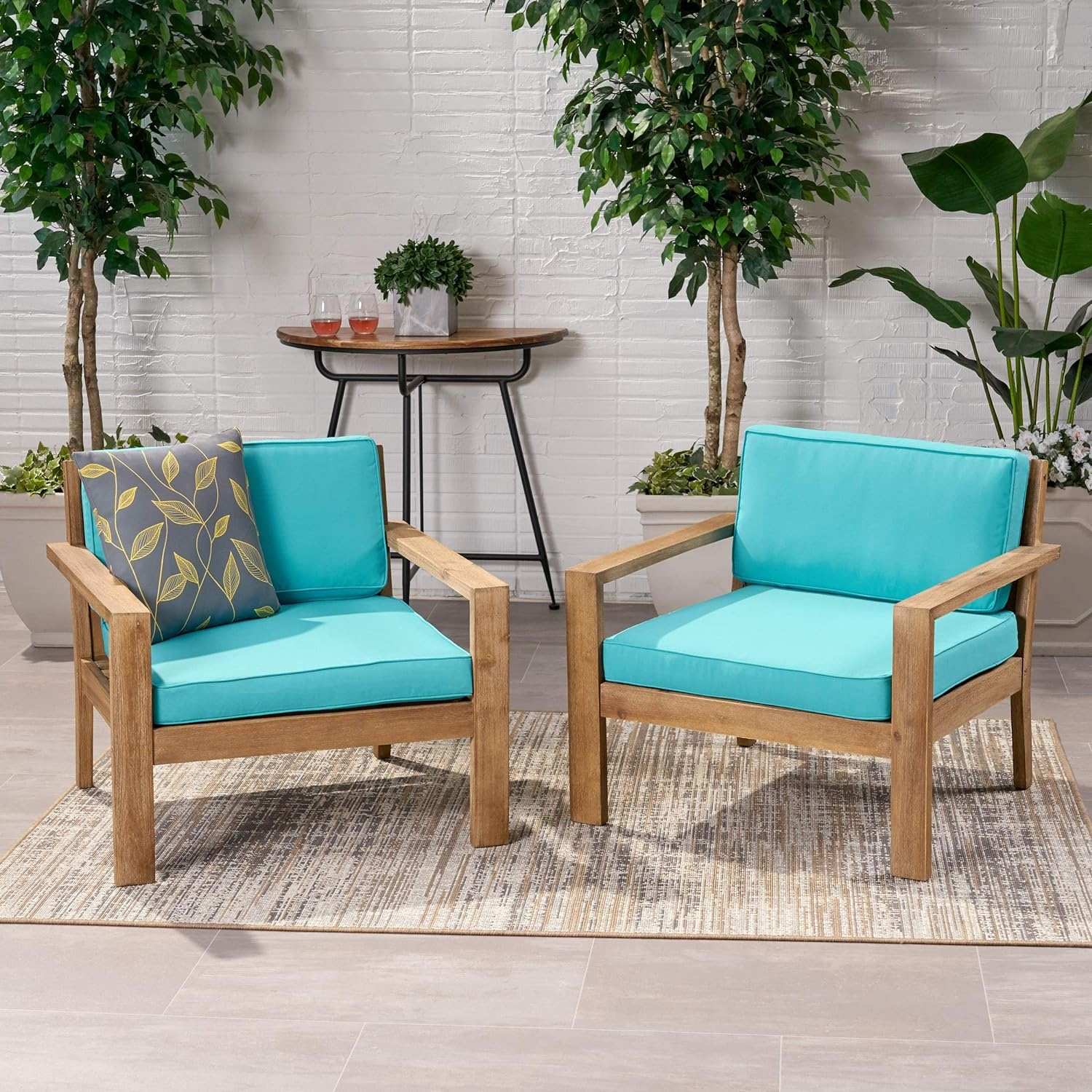Antoine - Outdoor Acacia Wood Club Chairs With Cushions, (Set of 2) - Image 4
