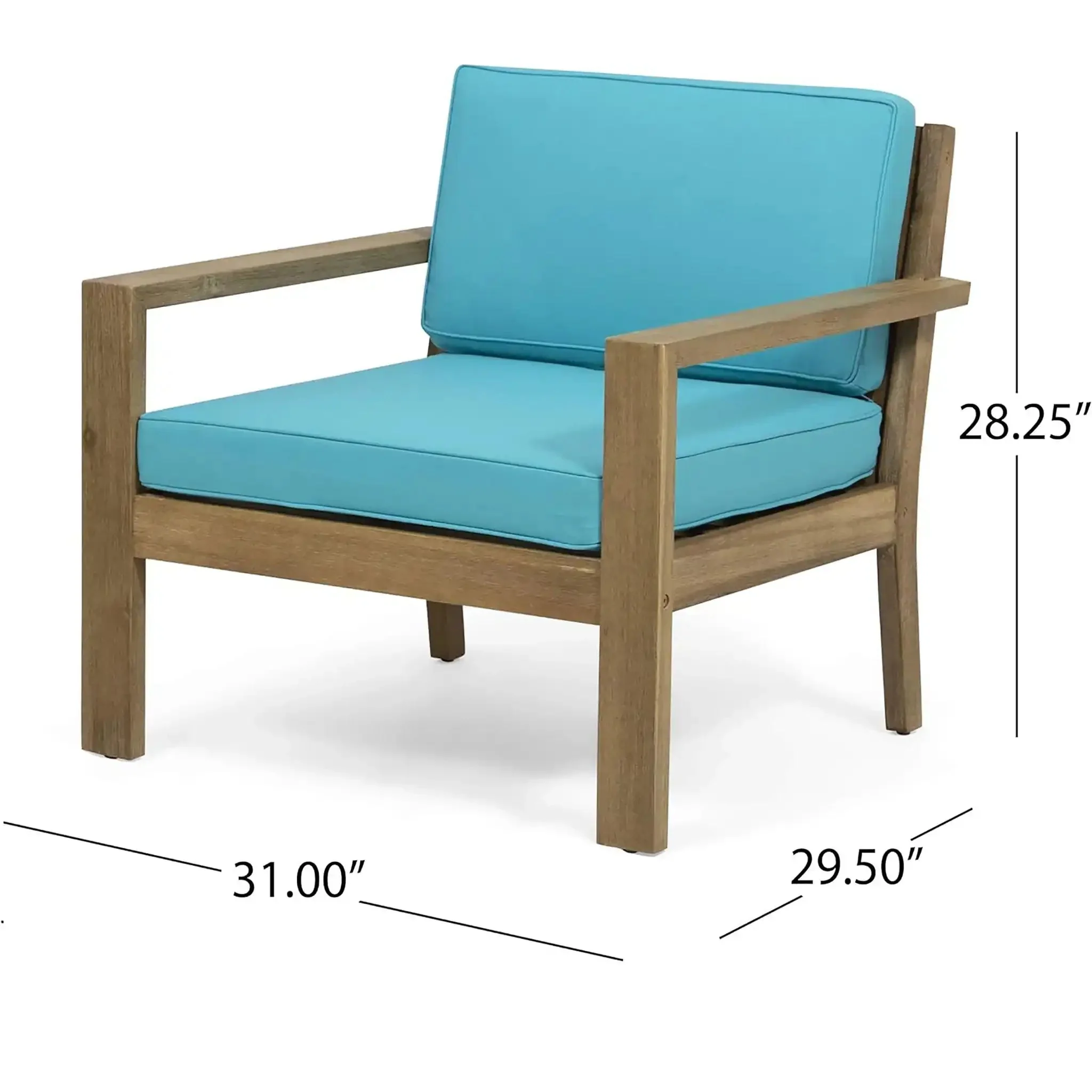 Antoine - Outdoor Acacia Wood Club Chairs With Cushions, (Set of 2) - Image 5