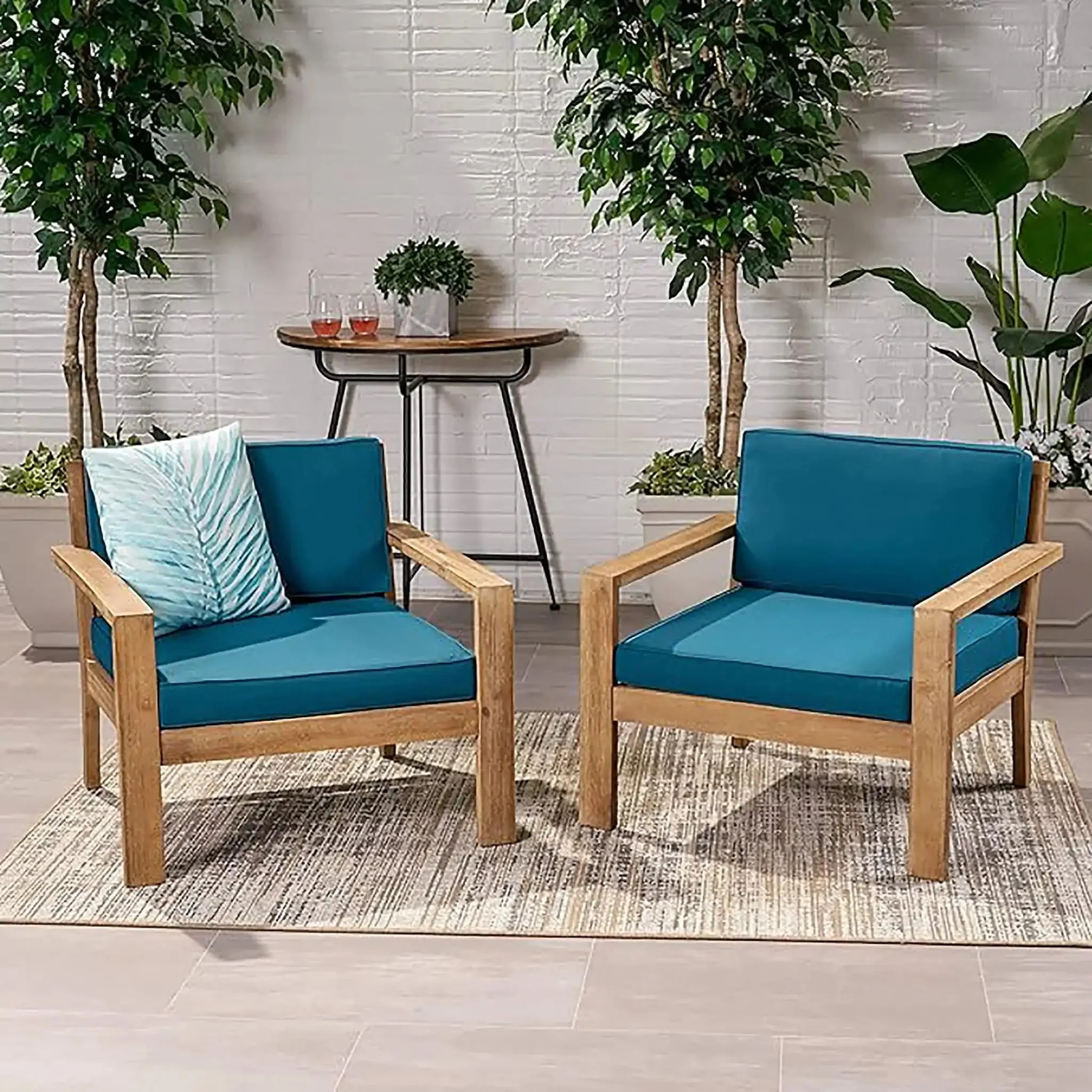 Antoine - Outdoor Acacia Wood Club Chairs With Cushions, (Set of 2) - Image 6