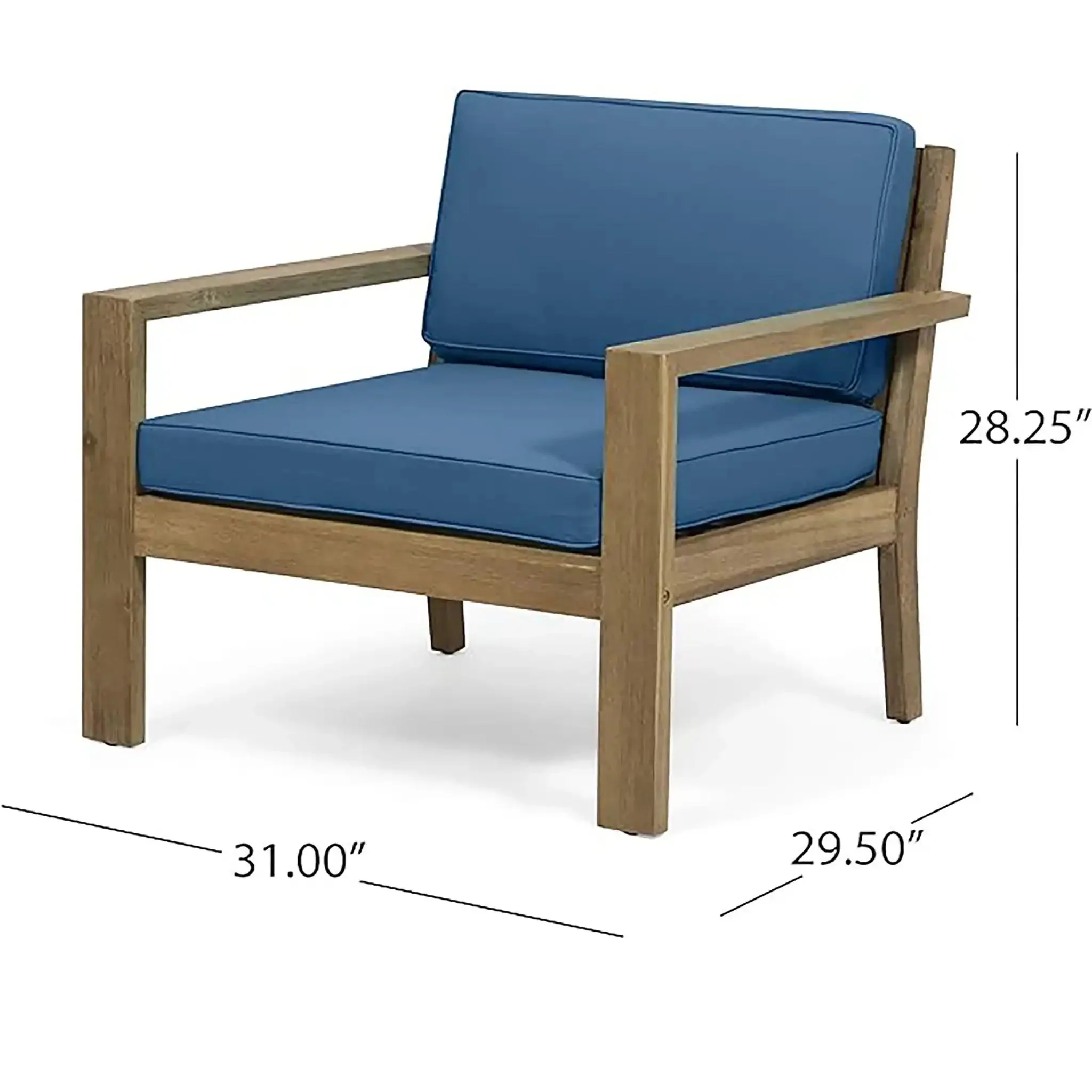 Antoine - Outdoor Acacia Wood Club Chairs With Cushions, (Set of 2) - Image 8