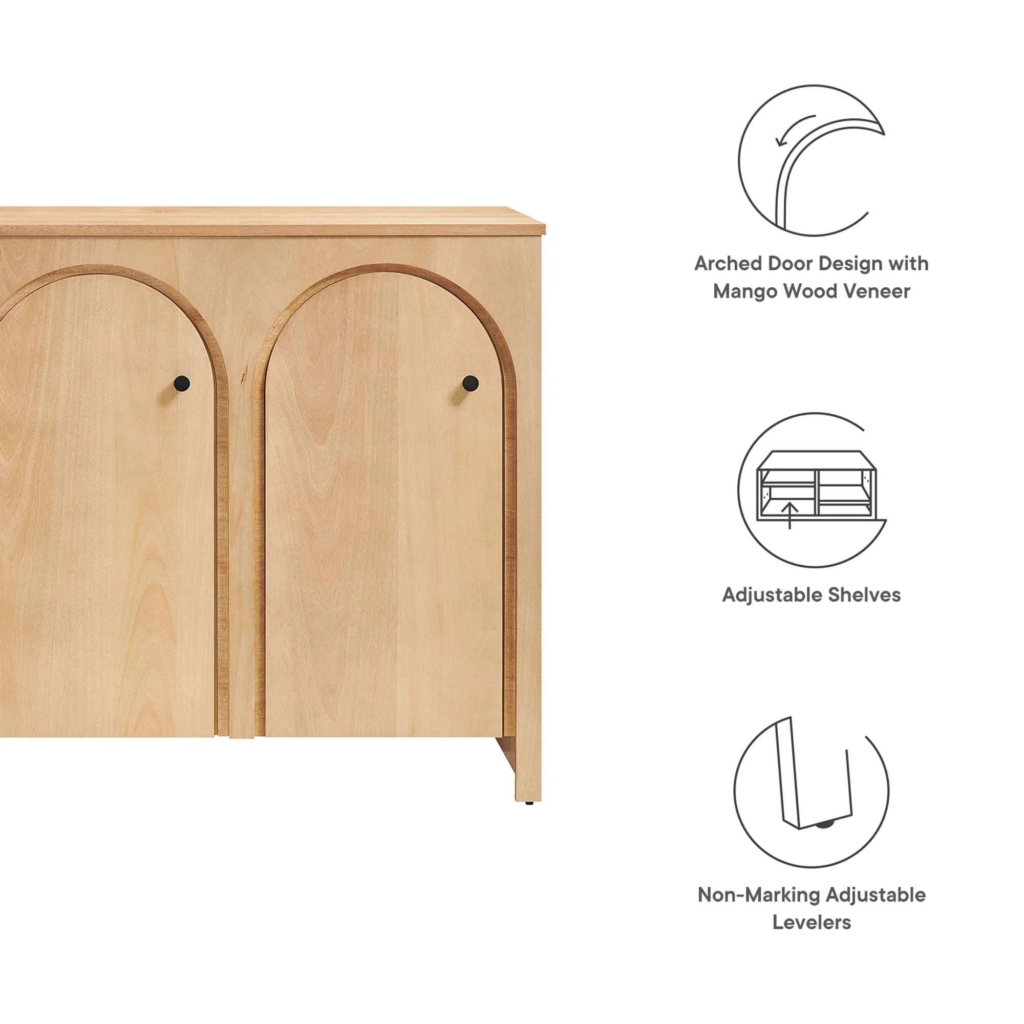 Appia 3-Door Arched Door Sideboard Storage Cabinet by Modway - Image 13