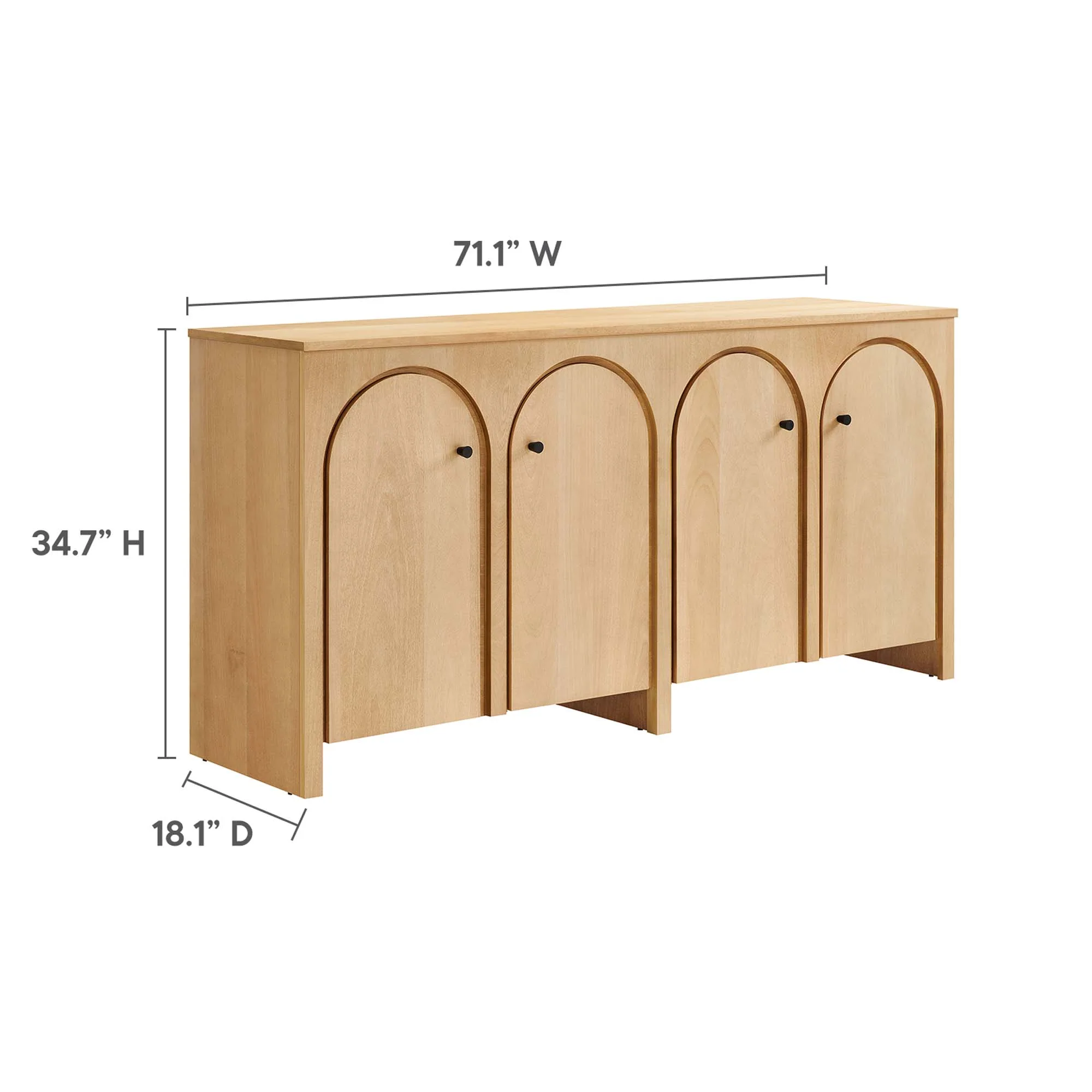 Appia Wood Grain 4-Door Sideboard Storage Cabinet by Modway - Image 12