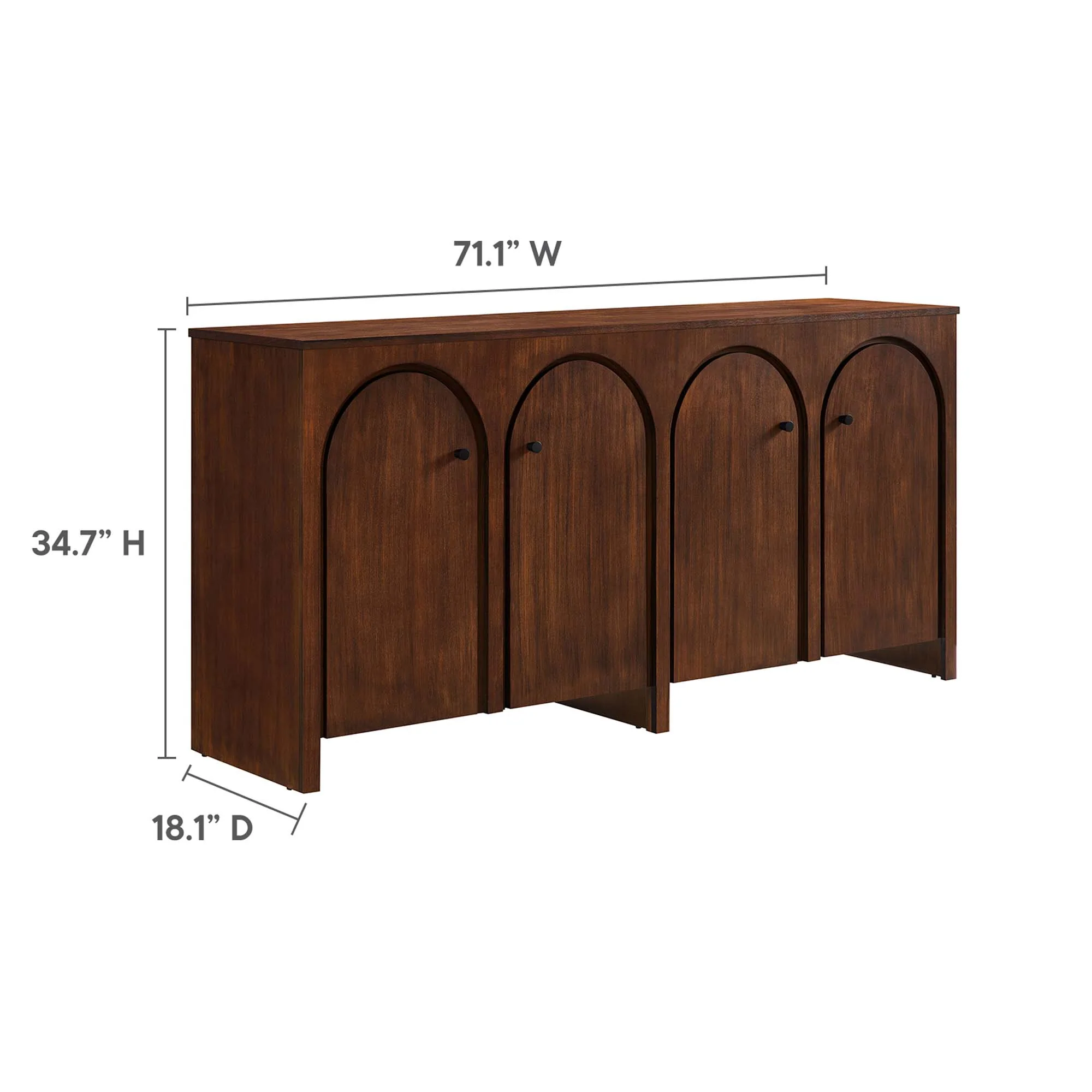 Appia Wood Grain 4-Door Sideboard Storage Cabinet by Modway - Image 3