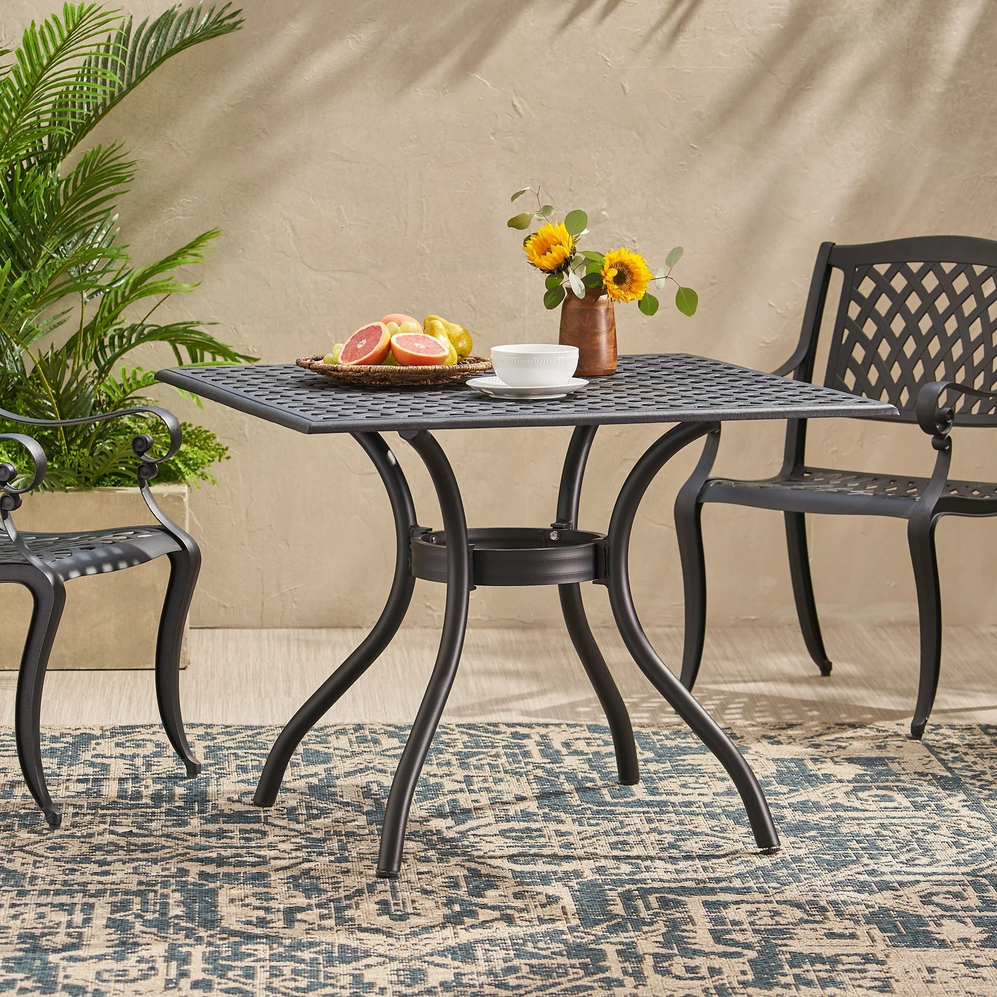 Arch Mesh Dining Table With Lightweight Frame - Black - Image 2