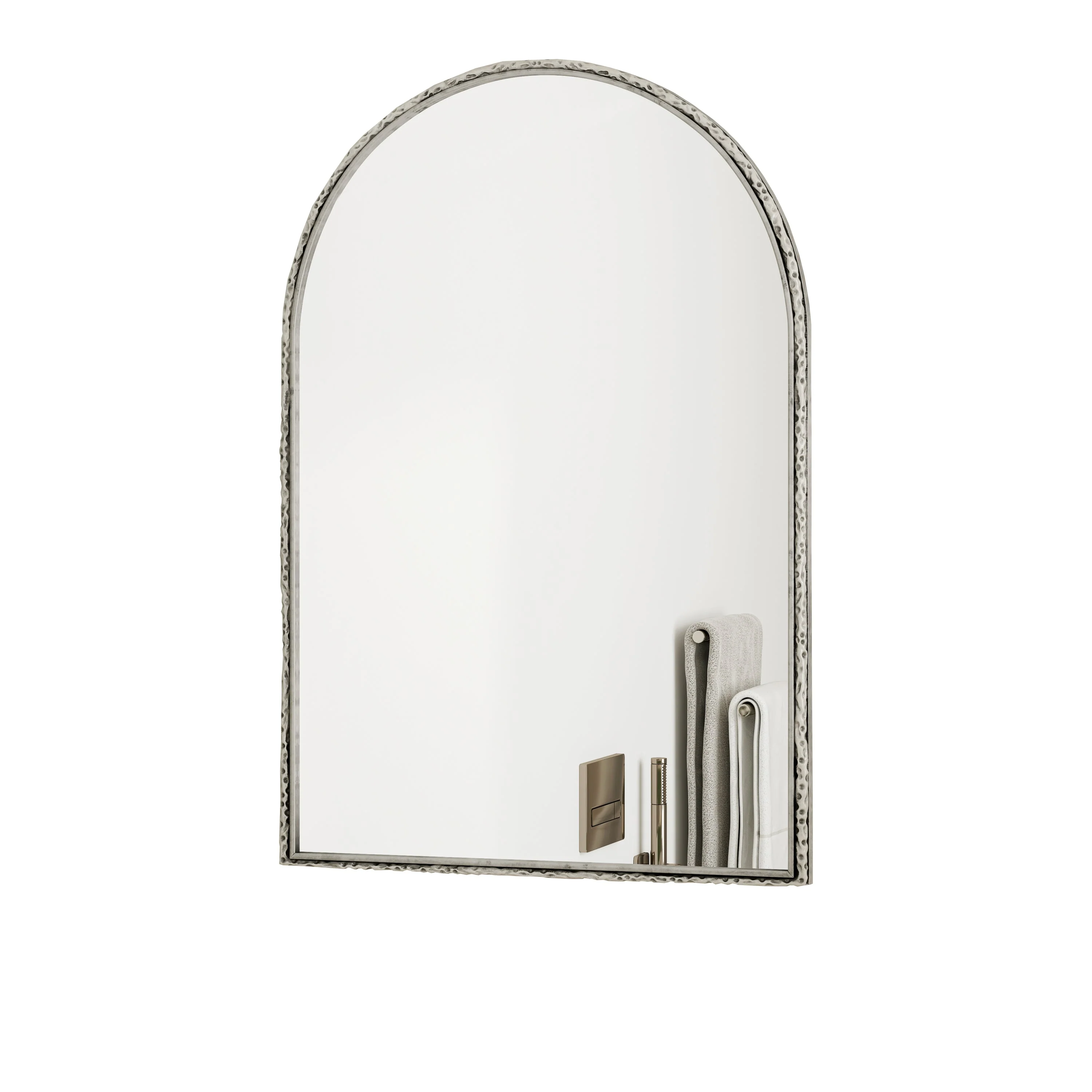 Arched Silver Wall Mirror with Tempered Glass Metal Frame - Image 7