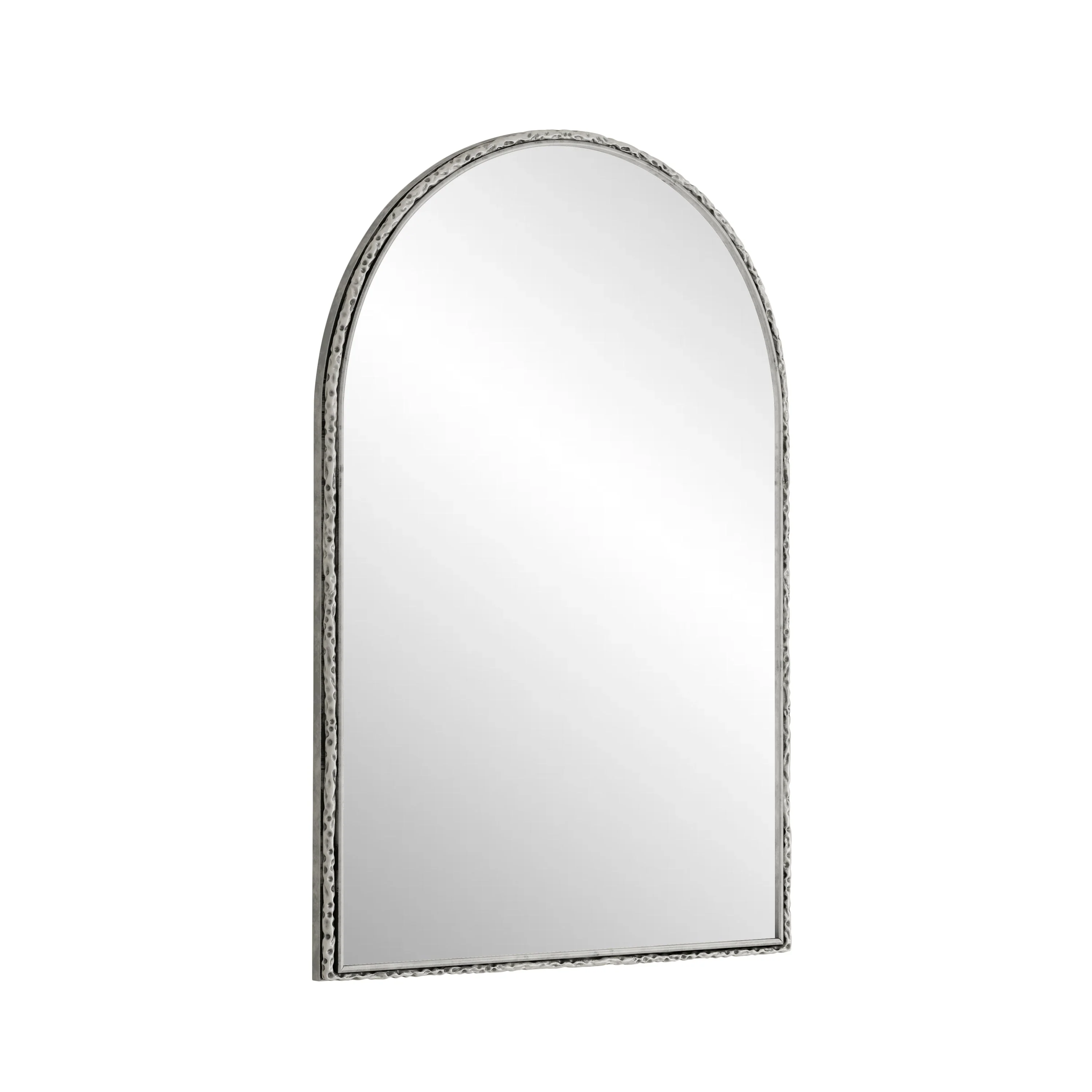 Arched Silver Wall Mirror with Tempered Glass Metal Frame - Image 8