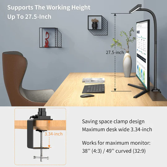Architect Desk Lamp with Adjustable Arm and 31.5-Inch LED Light Bar – Glare-Reducing Modern Clamp Design for Optimal Workspace Lighting - Image 2