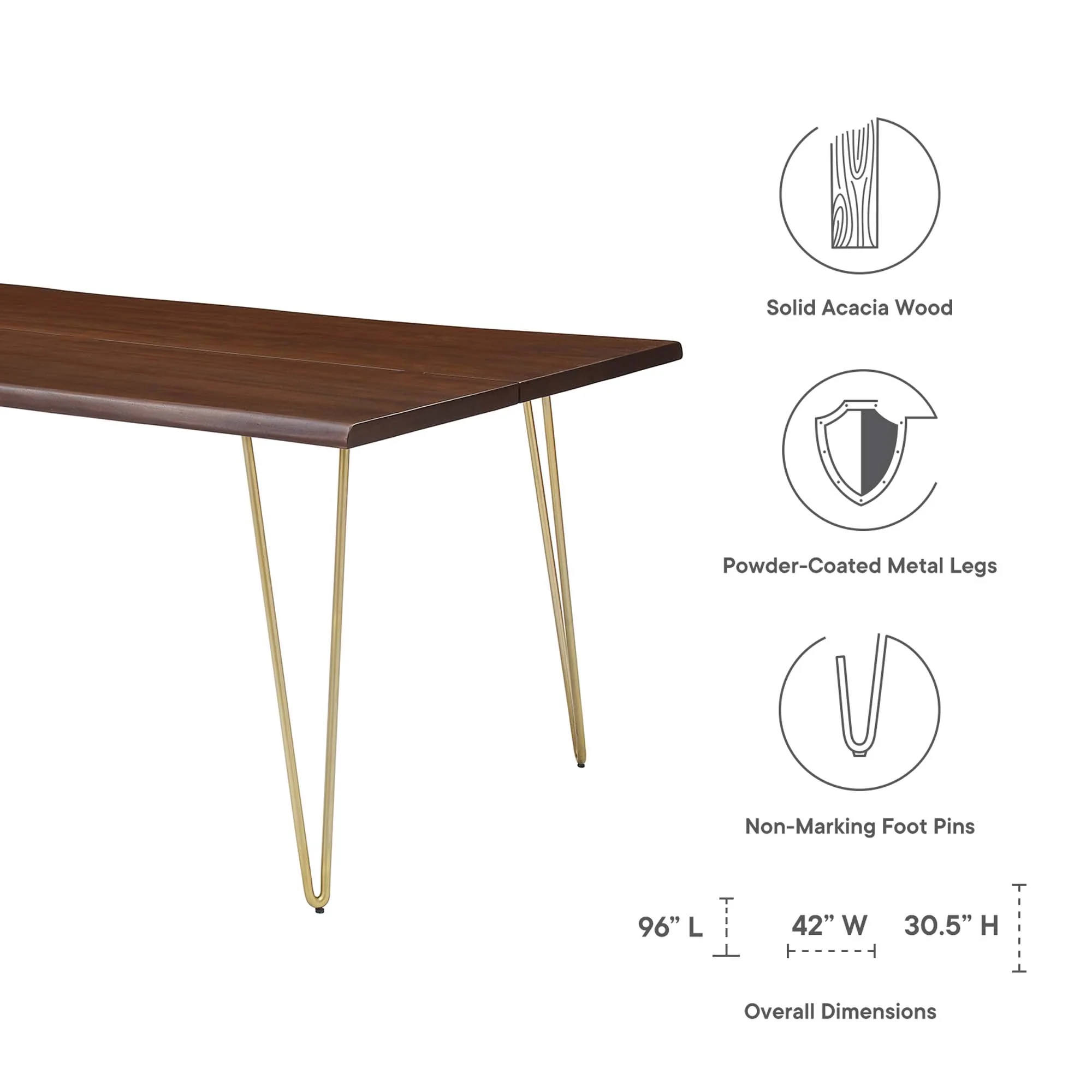 Ardor 96" Live Edge Acacia Wood Dining Table by Modway - Image 13