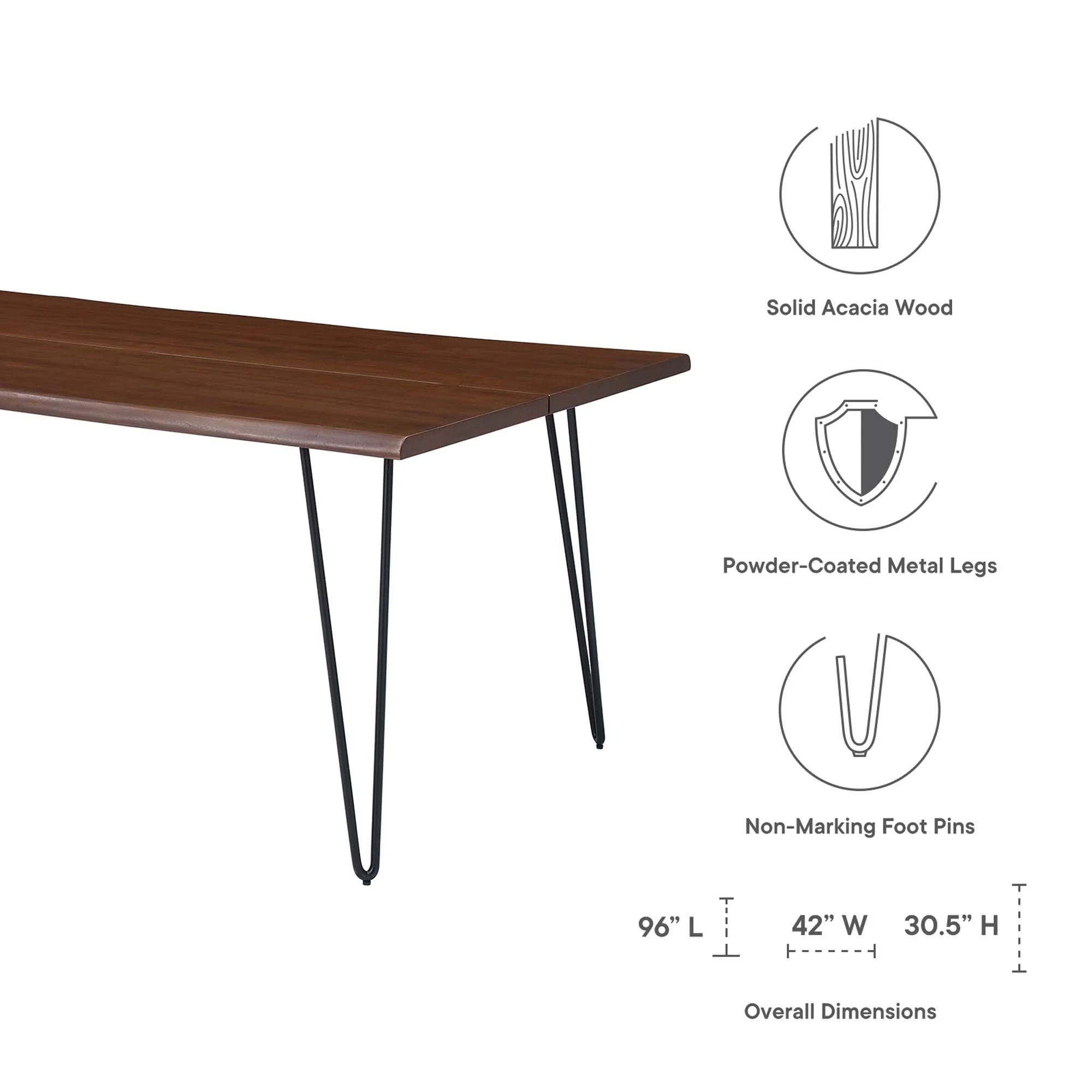 Ardor 96" Live Edge Acacia Wood Dining Table by Modway - Image 2