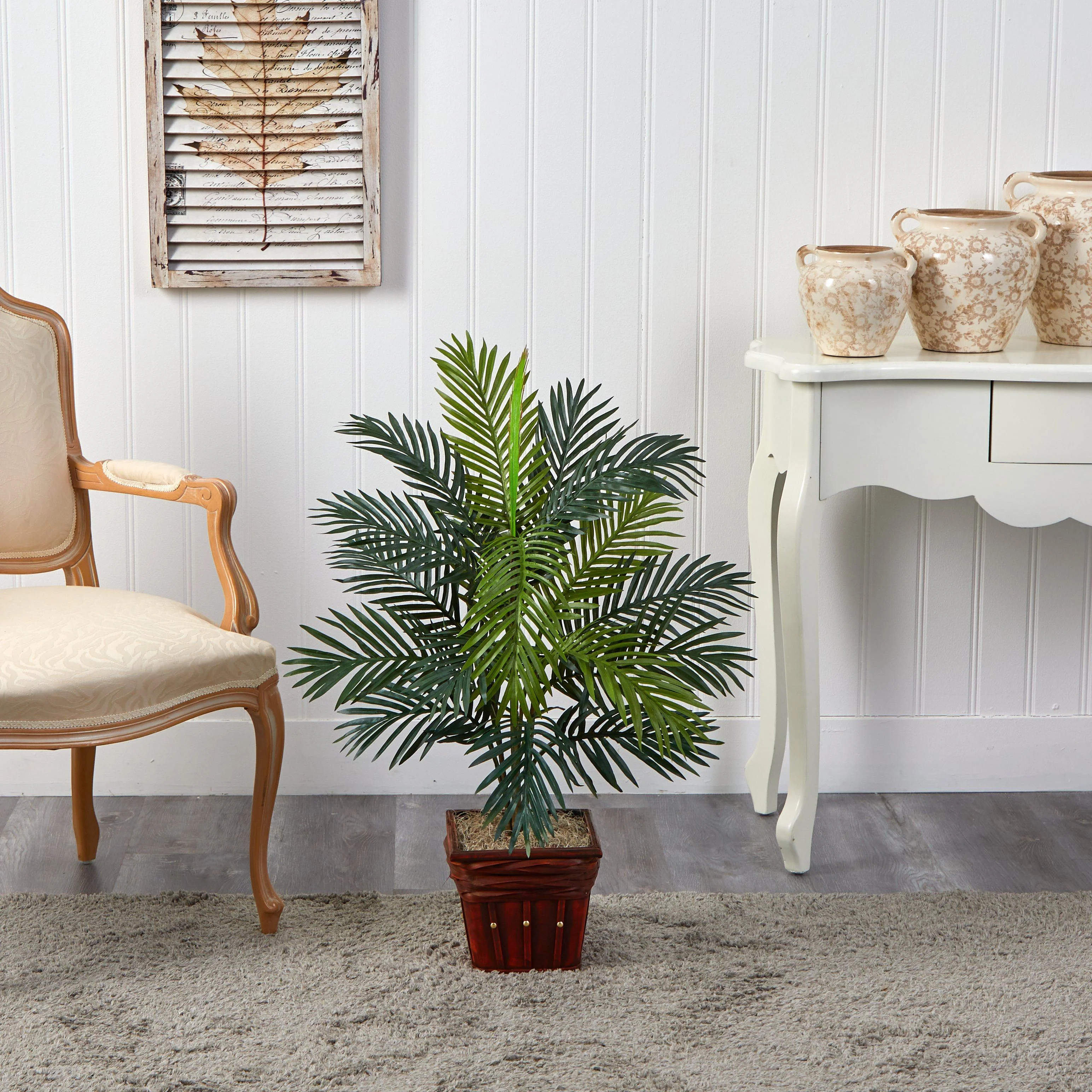 Areca Palm w/Wicker Basket Silk Plant - Image 4