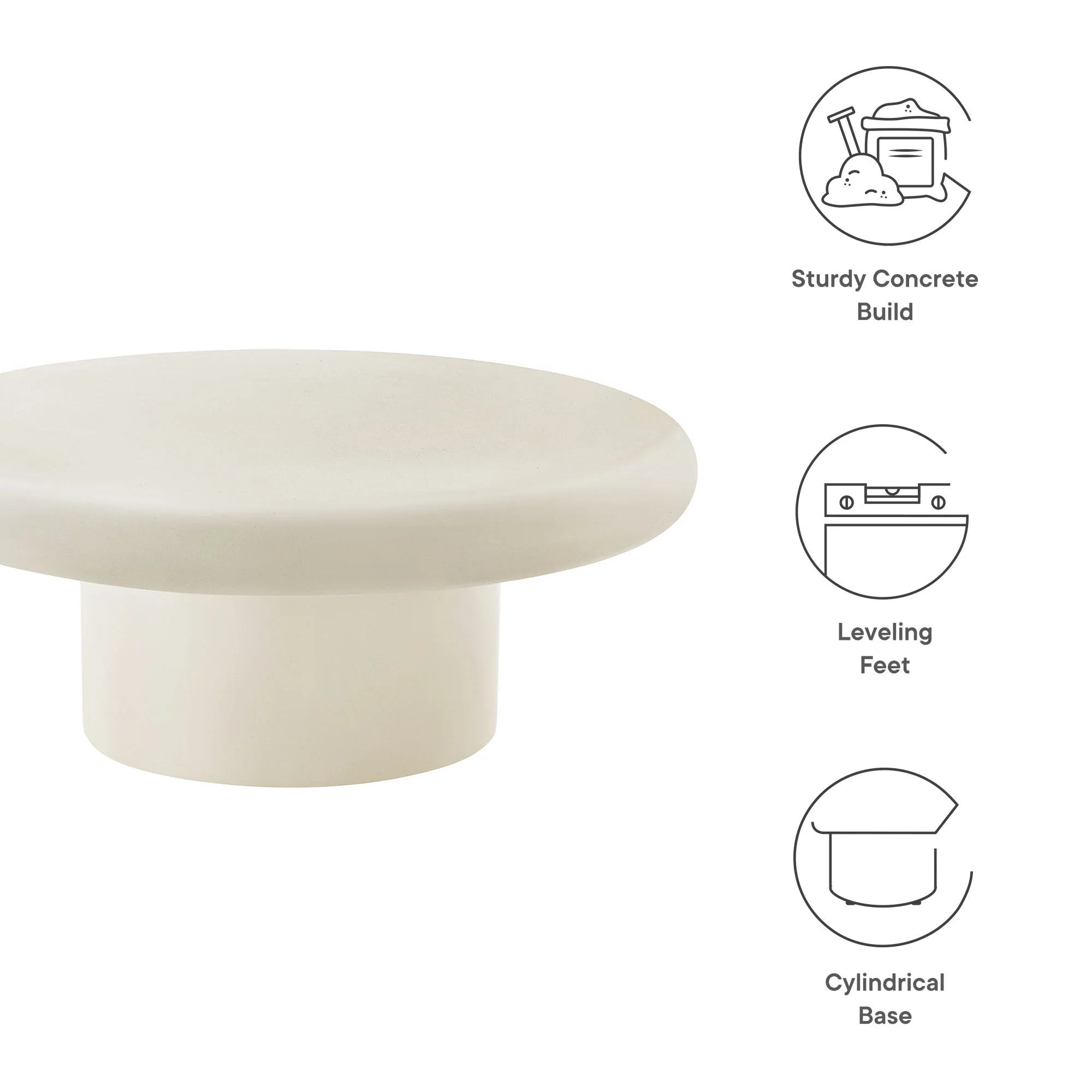 Argos Indoor - Outdoor Patio Concrete Round Coffee Table by Modway - Image 12
