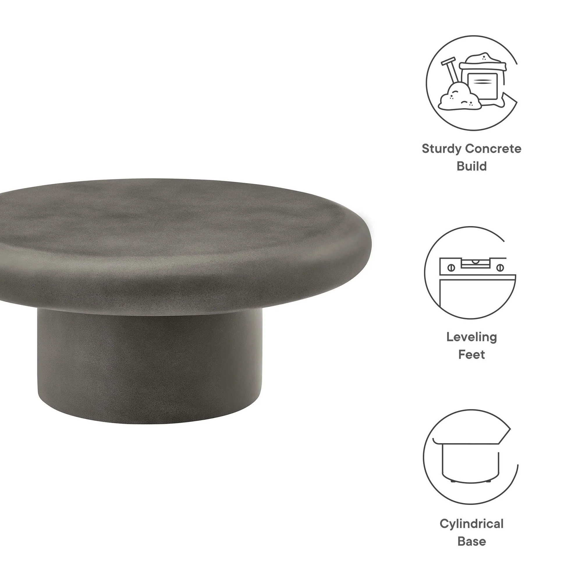 Argos Indoor - Outdoor Patio Concrete Round Coffee Table by Modway - Image 3