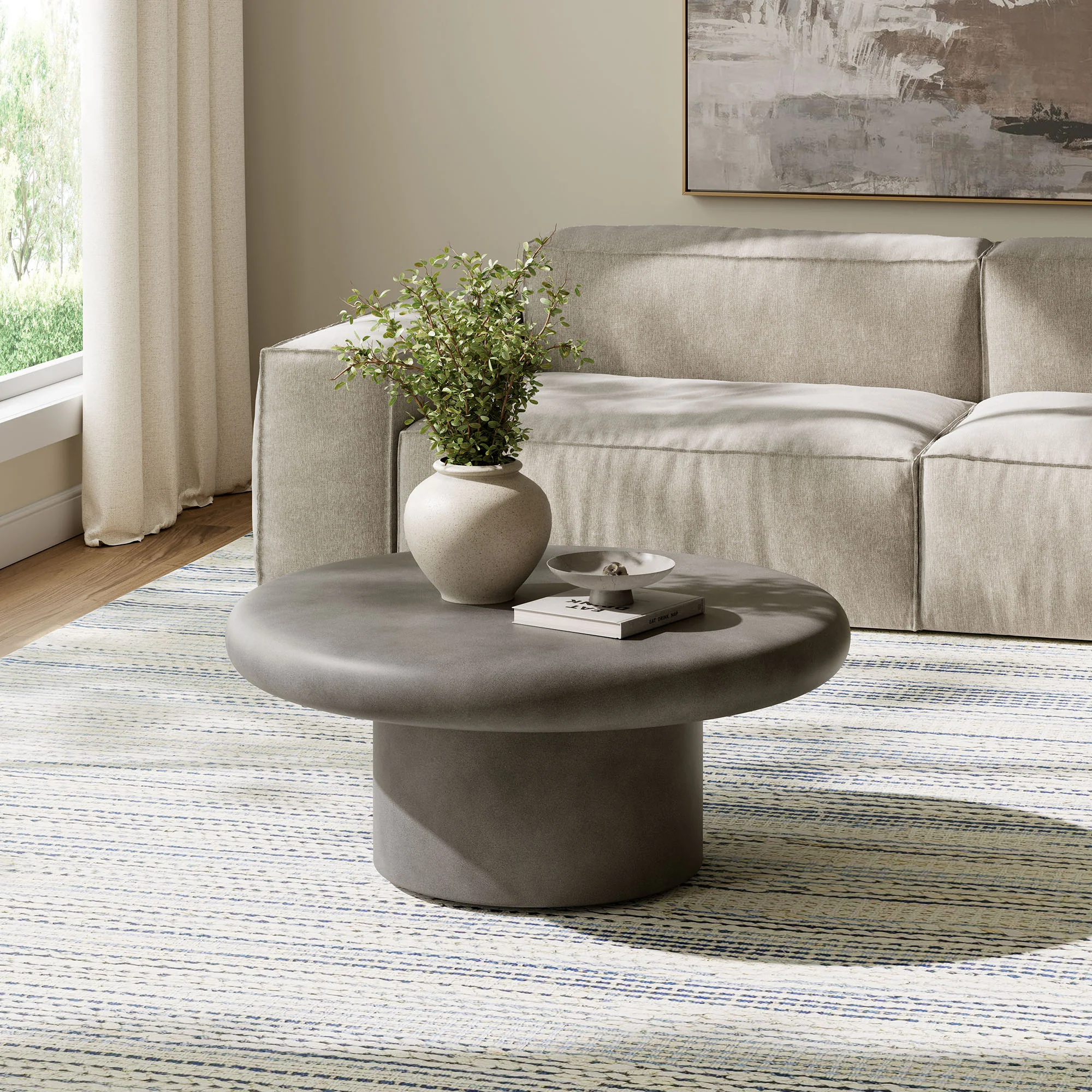 Argos Indoor - Outdoor Patio Concrete Round Coffee Table by Modway - Image 6