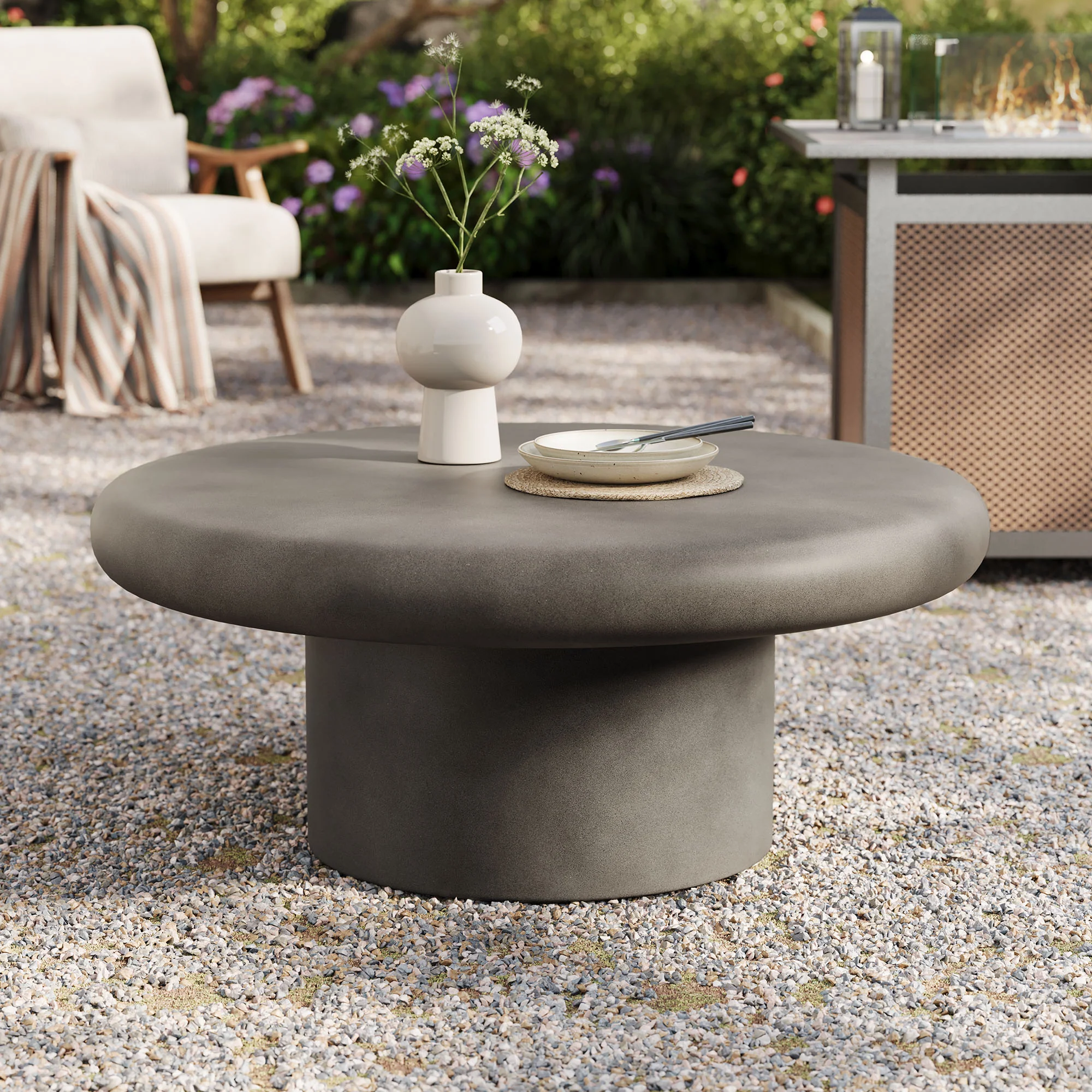 Argos Indoor - Outdoor Patio Concrete Round Coffee Table by Modway - Image 7